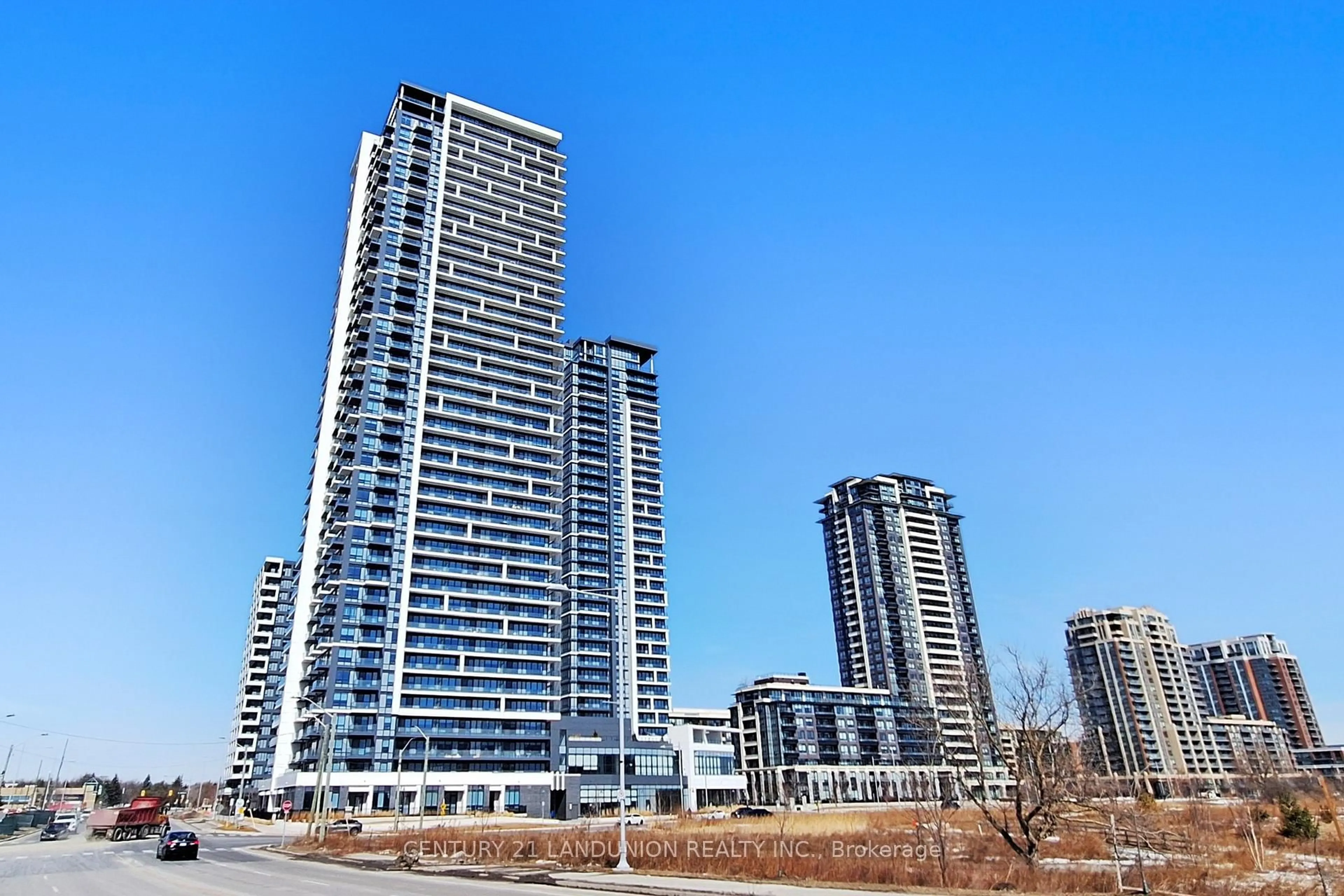 A pic from outside/outdoor area/front of a property/back of a property/a pic from drone, city buildings view from balcony for 8 Water Walk Dr #1507, Markham Ontario L3R 6L4