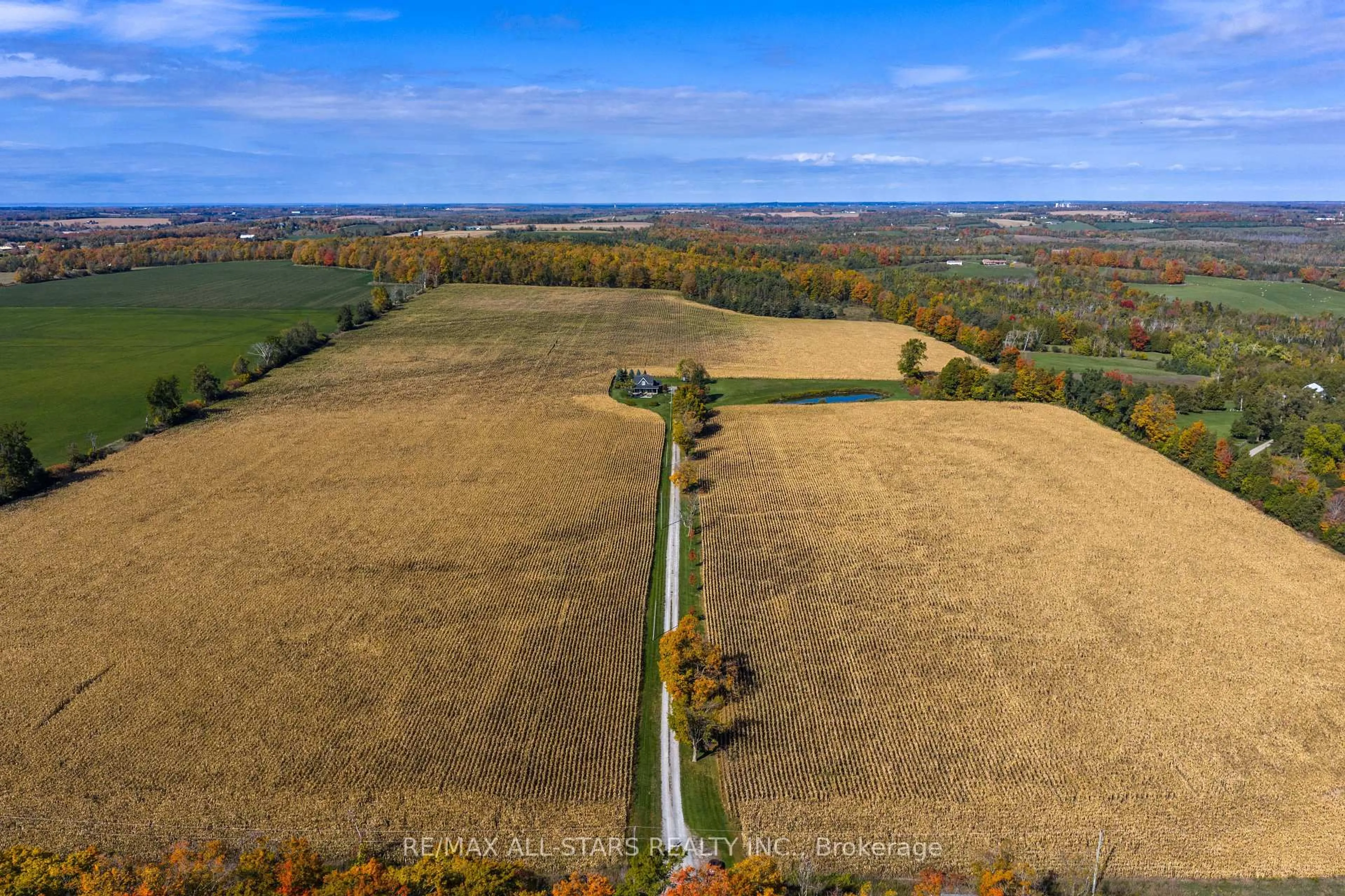 A pic from outside/outdoor area/front of a property/back of a property/a pic from drone, forest/trees view for 1985 Regional Road 13 Rd, Brock Ontario L0C 1H0