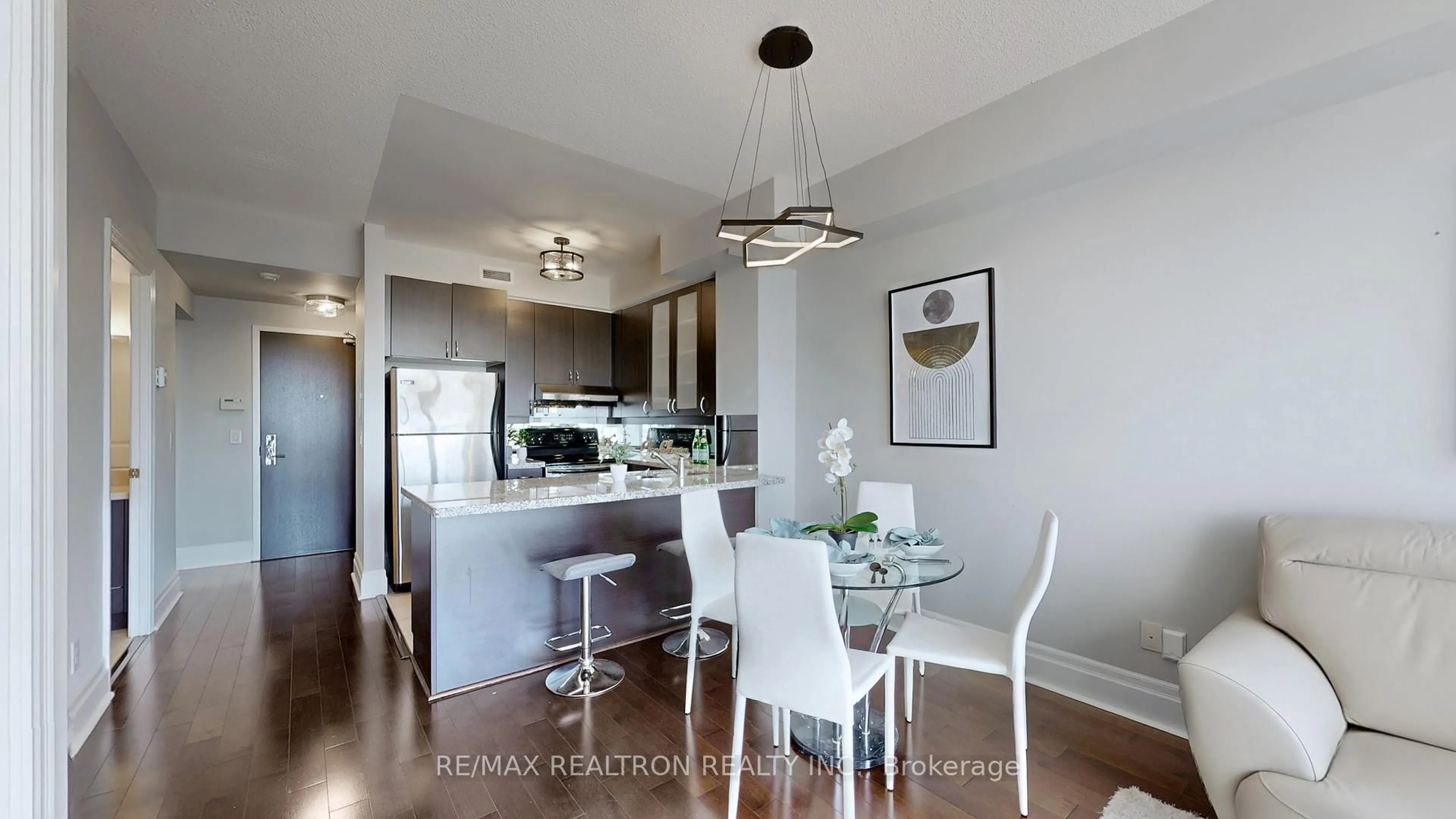 Open concept kitchen, wood/laminate floor for 39 Upper Duke Cres #413, Markham Ontario L6G 0B8