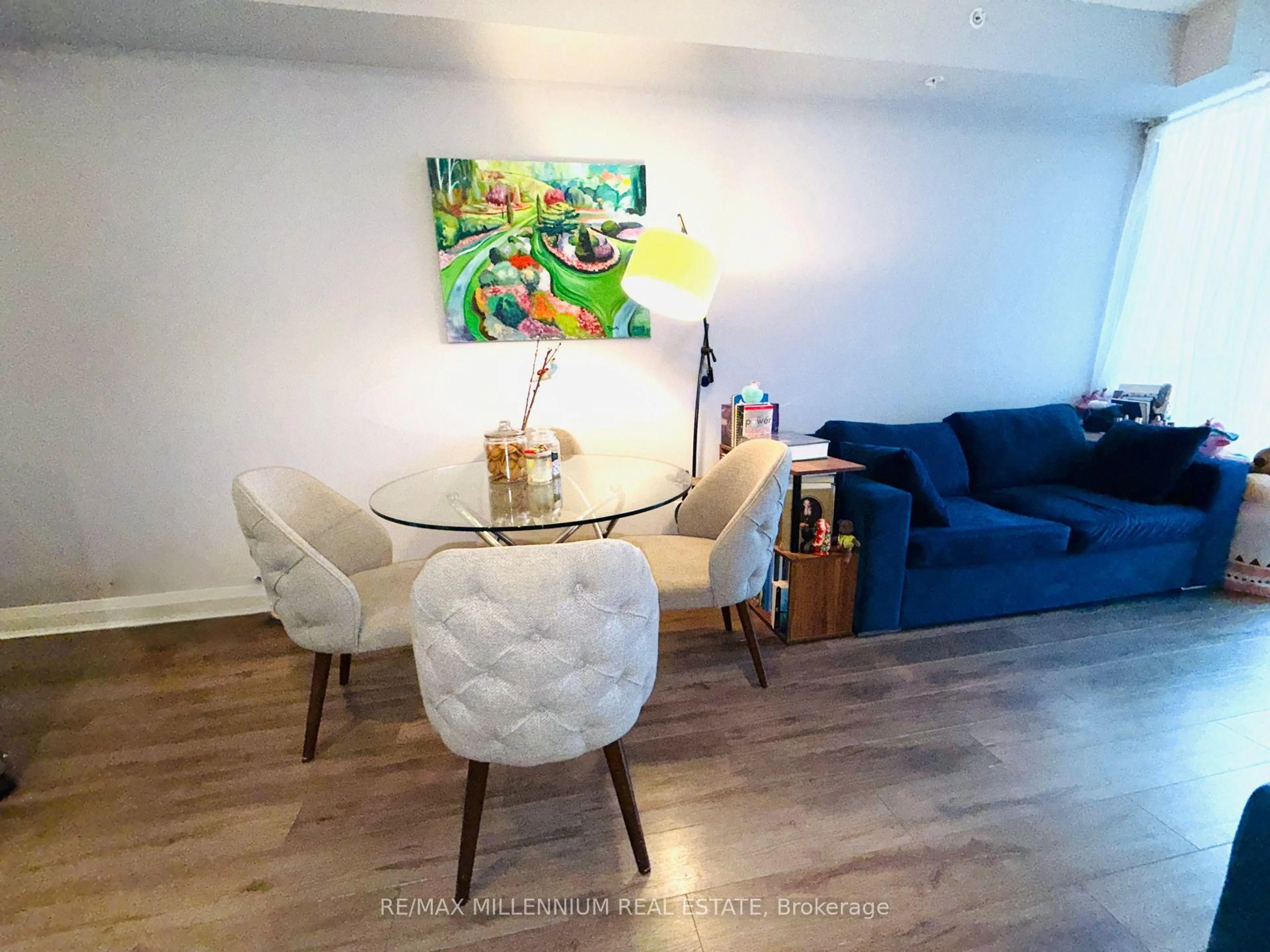 Living room with furniture, wood/laminate floor for 85 North Park Rd #1415, Vaughan Ontario L3T 1S1