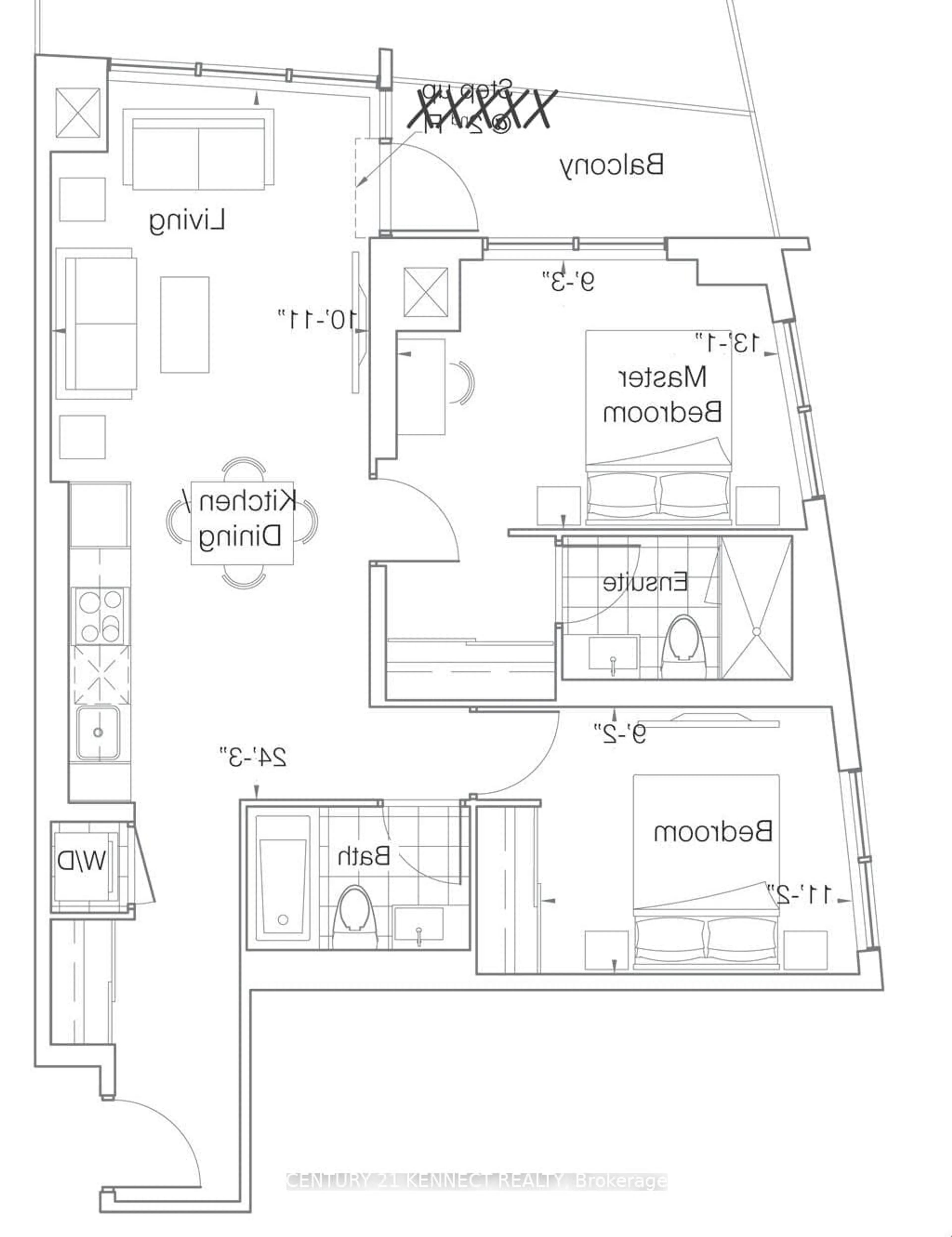 Floor plan for 50 Upper Mall Way #B-432, Vaughan Ontario L4J 0J2