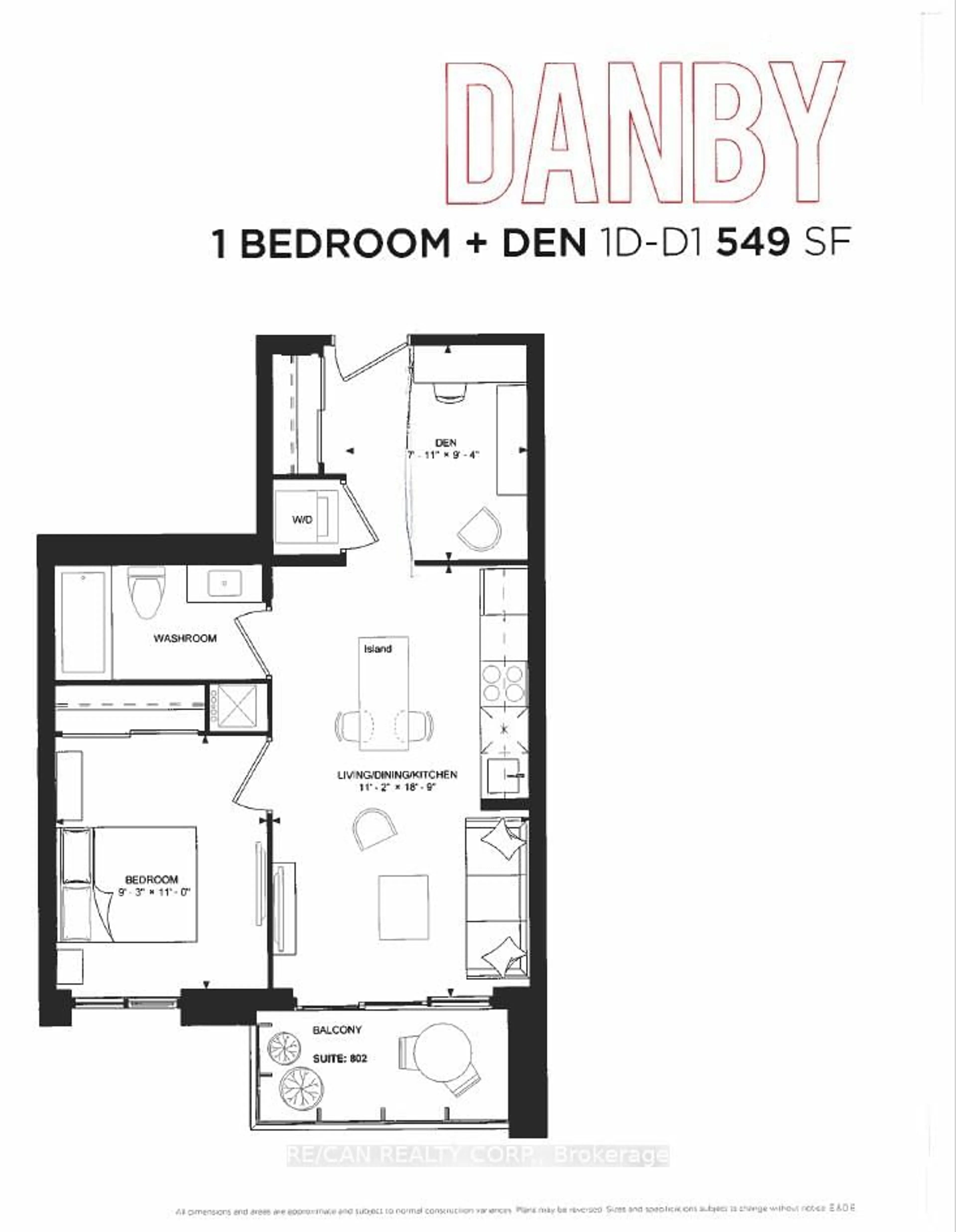 Floor plan for 292 Verdale Crossing #1009, Markham Ontario L6G 0H6