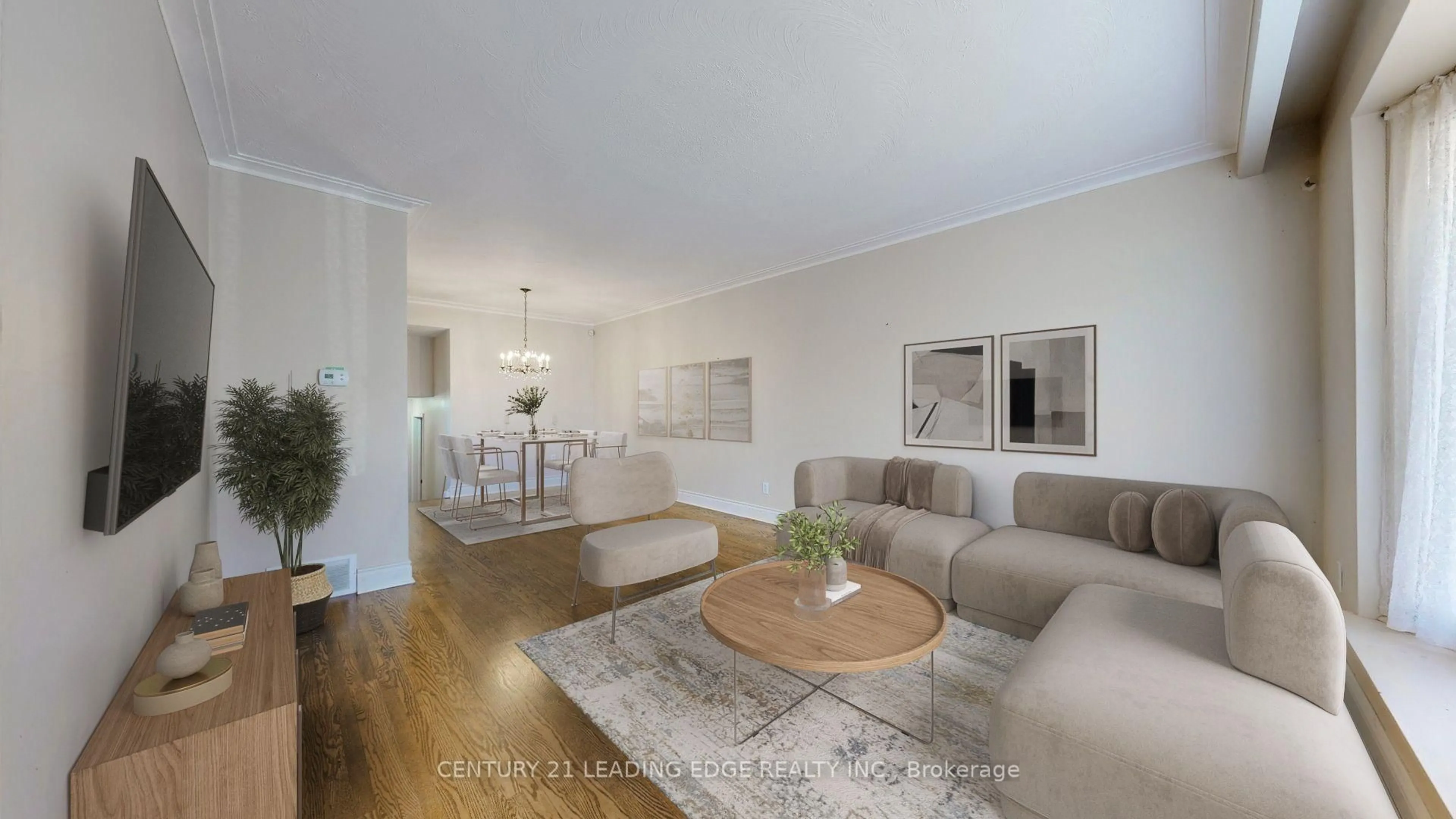 Living room with furniture, wood/laminate floor for 113 Sherwood Forest Dr, Markham Ontario L3P 1P9