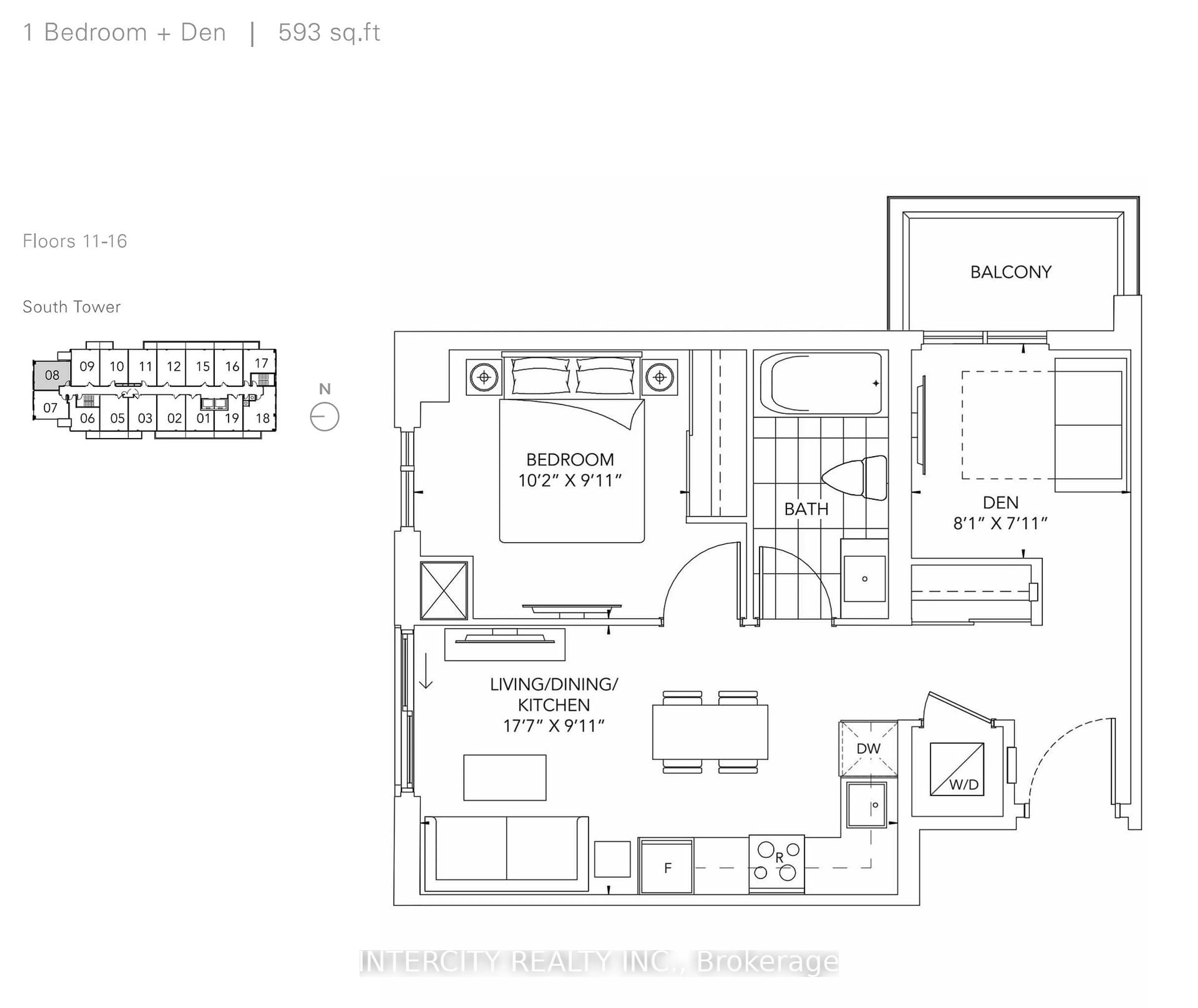 Floor plan for 60 Honeycrisp Cres #1608, Vaughan Ontario L4K 0N5