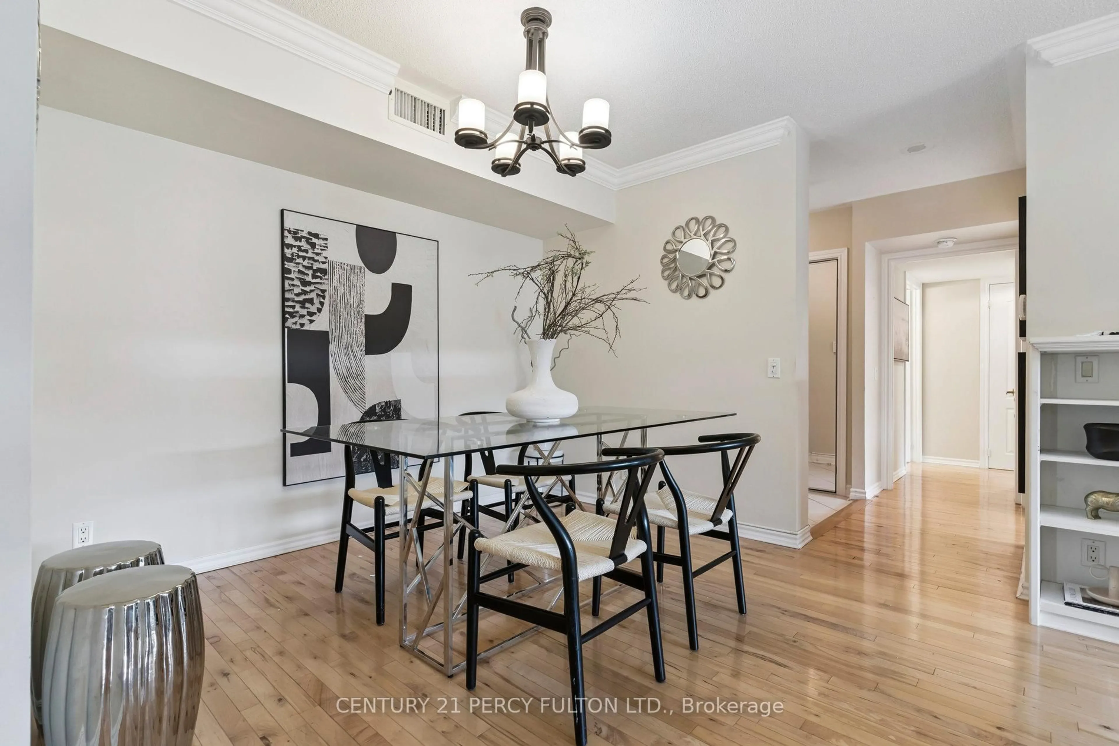 Dining room, wood/laminate floor for 55 The Boardwalk Way #309, Markham Ontario L6E 1B7