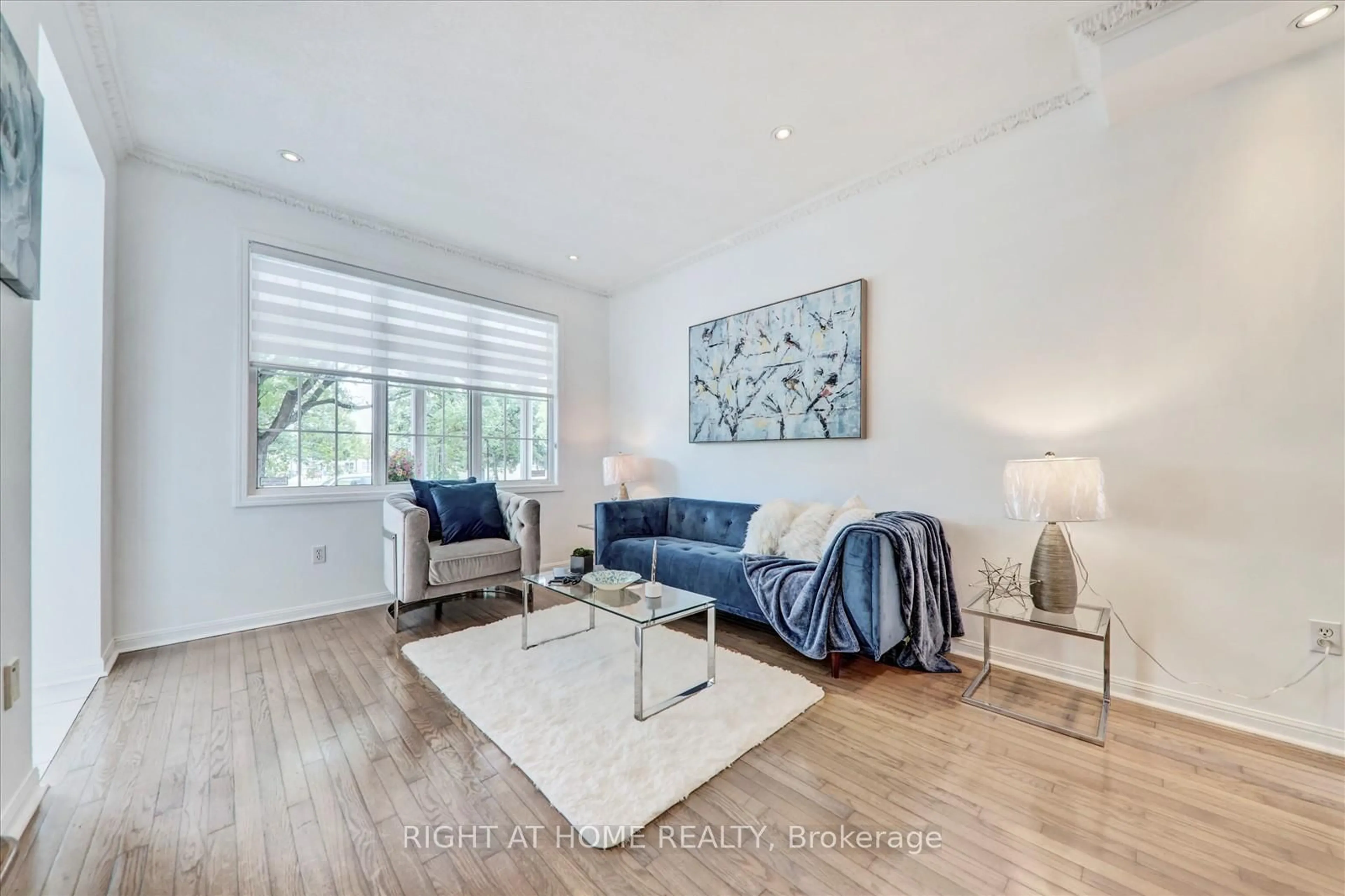 Living room with furniture, wood/laminate floor for 8 Santa Maria Tr, Vaughan Ontario L6A 2Y7