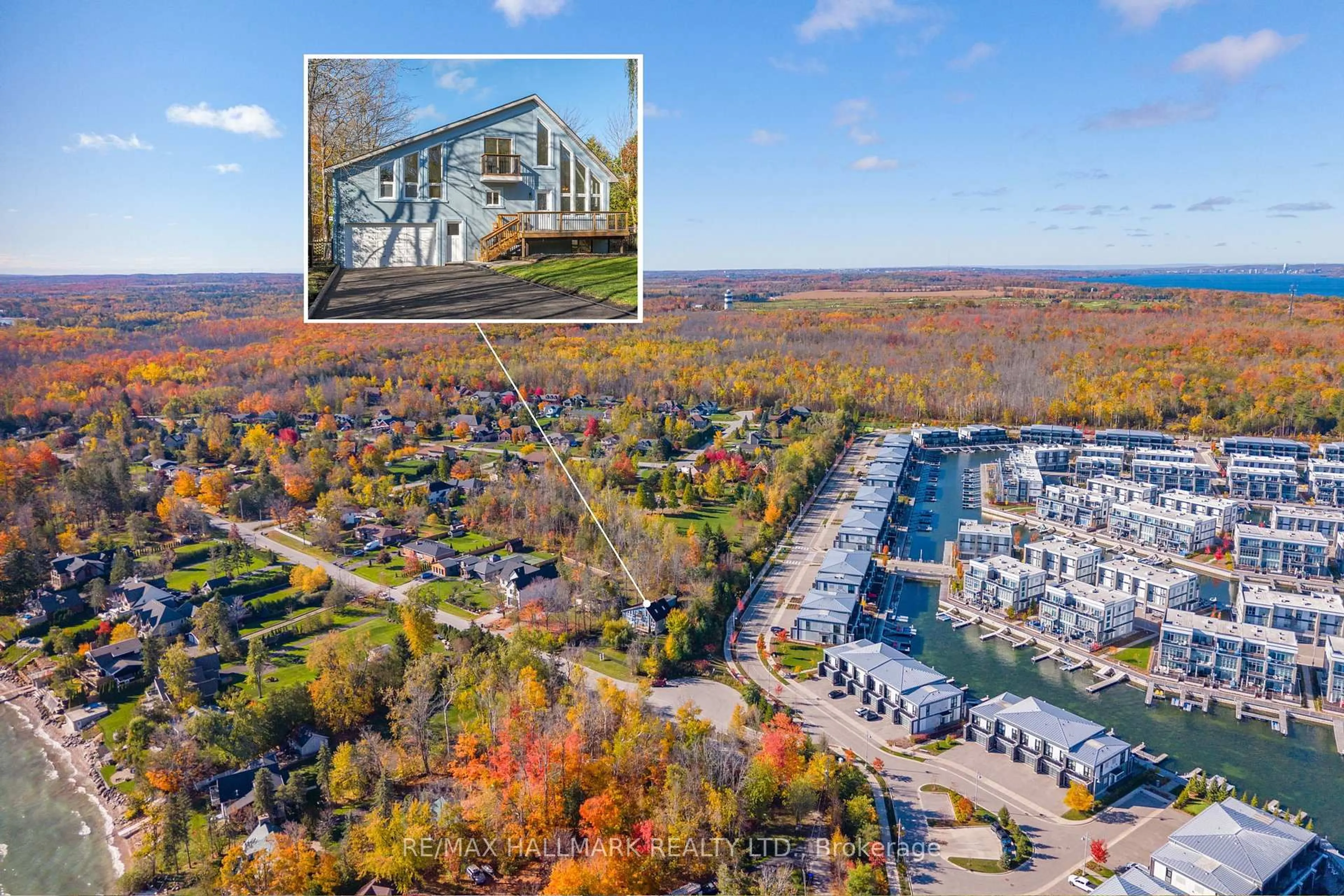 A pic from outside/outdoor area/front of a property/back of a property/a pic from drone, water/lake/river/ocean view for 3716 Maple Grove Rd, Innisfil Ontario L9S 3B3