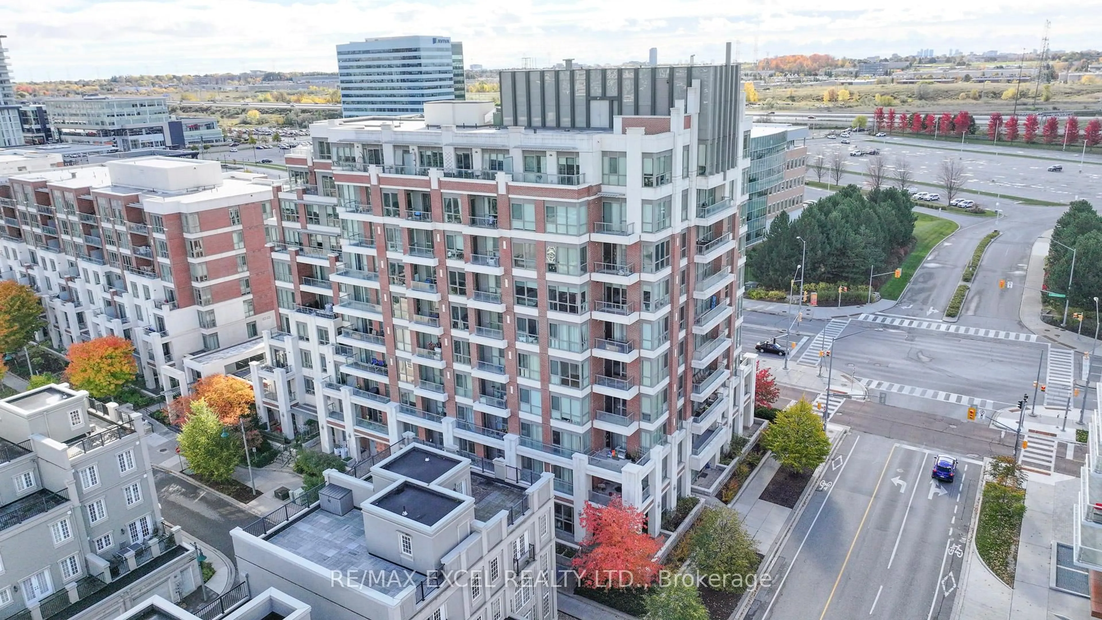 A pic from outside/outdoor area/front of a property/back of a property/a pic from drone, city buildings view from balcony for 1 Upper Duke Cres #110, Markham Ontario L6G 0B6