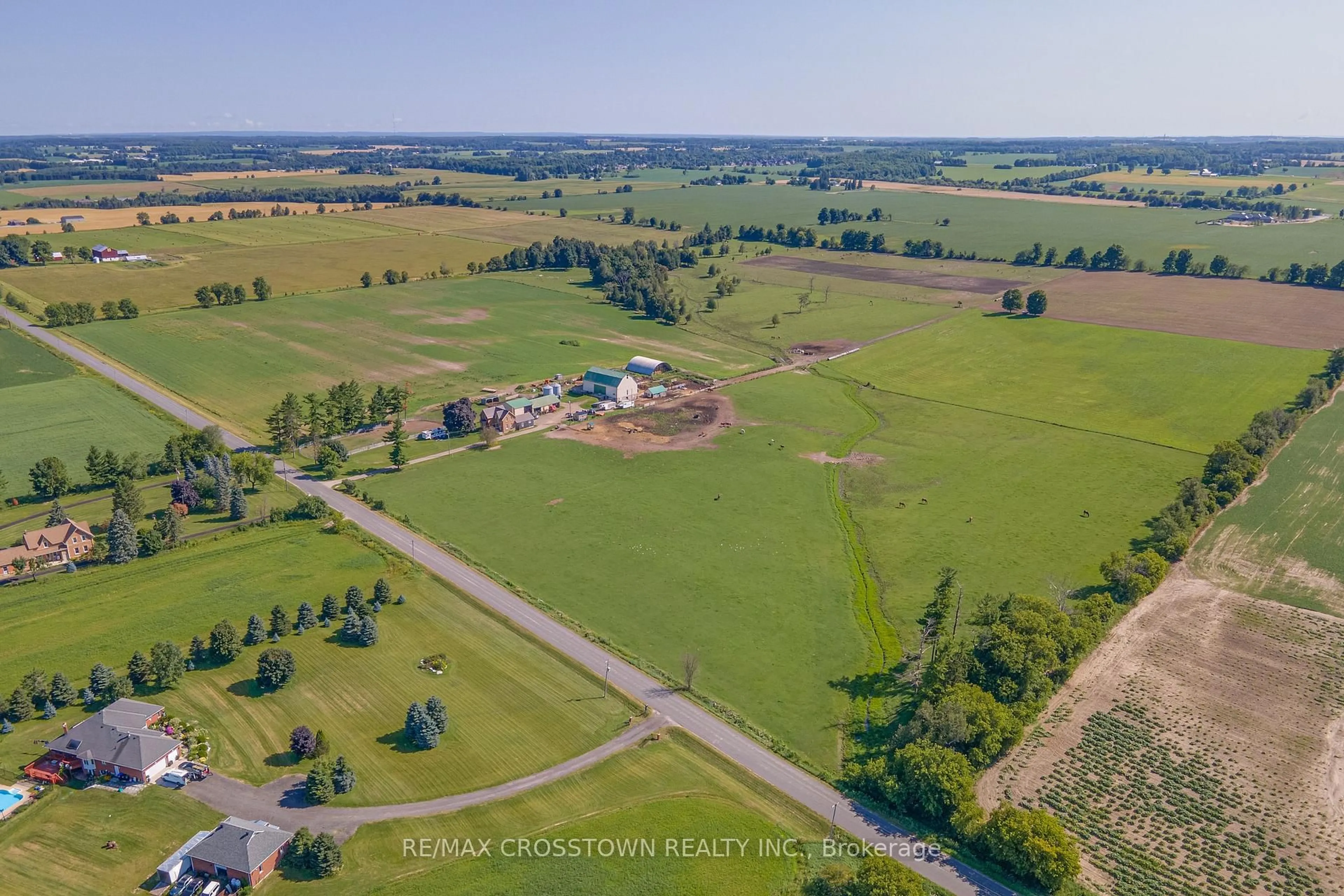 A pic from outside/outdoor area/front of a property/back of a property/a pic from drone, water/lake/river/ocean view for 6409 10th Line, Essa Ontario L0L 2N0