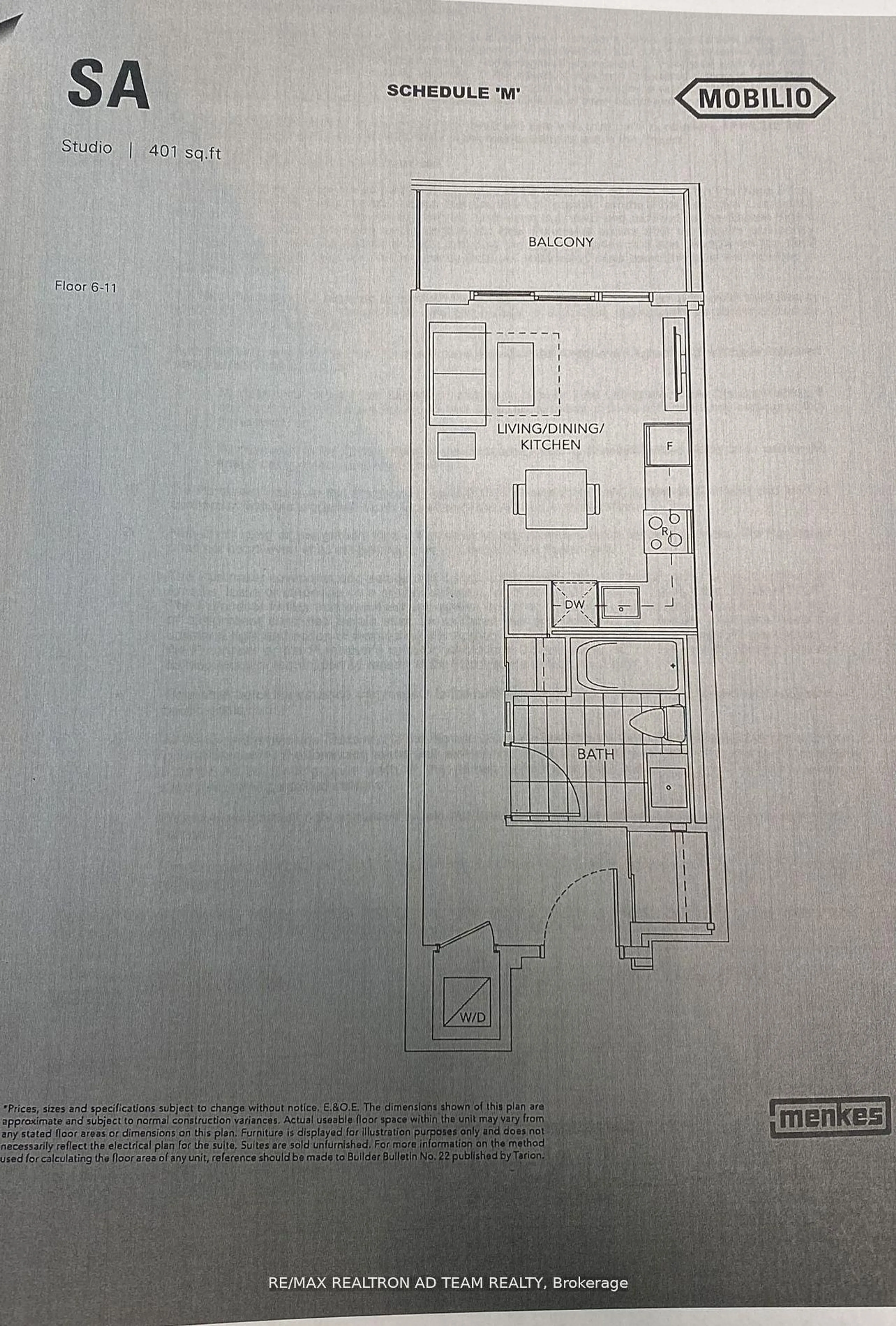 Floor plan for 38 Honeycrisp Cres #1017, Vaughan Ontario L4K 0M8