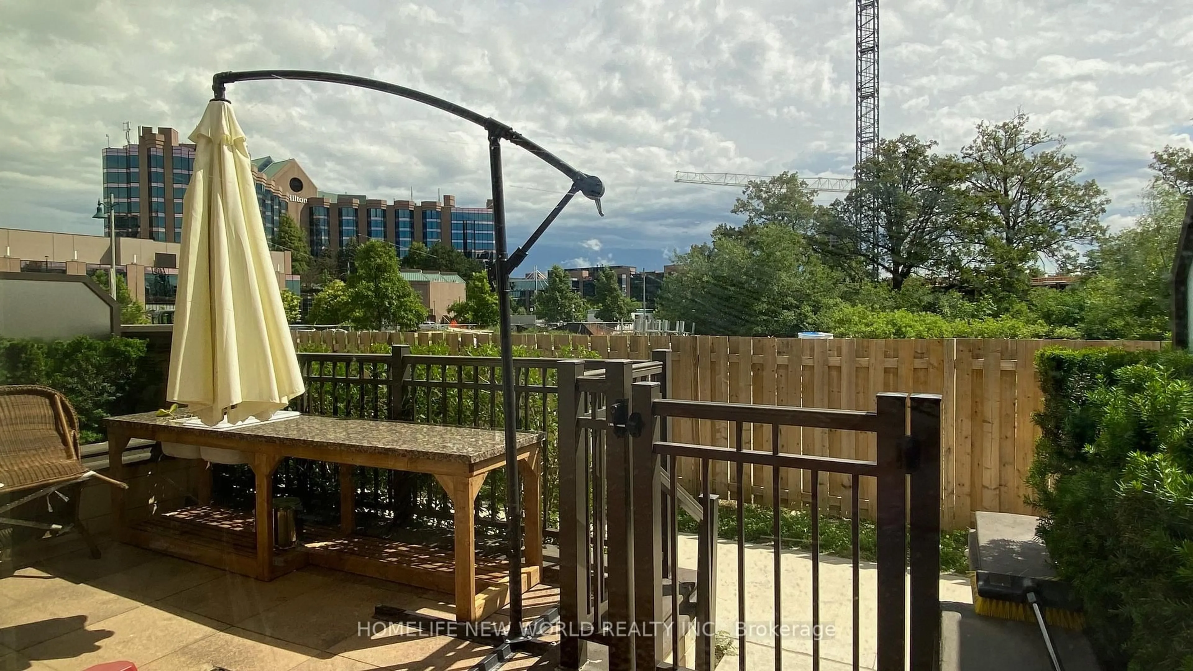 Balcony in the apartment, city buildings view from balcony for 33 Clegg Rd #110, Markham Ontario L6G 0G6