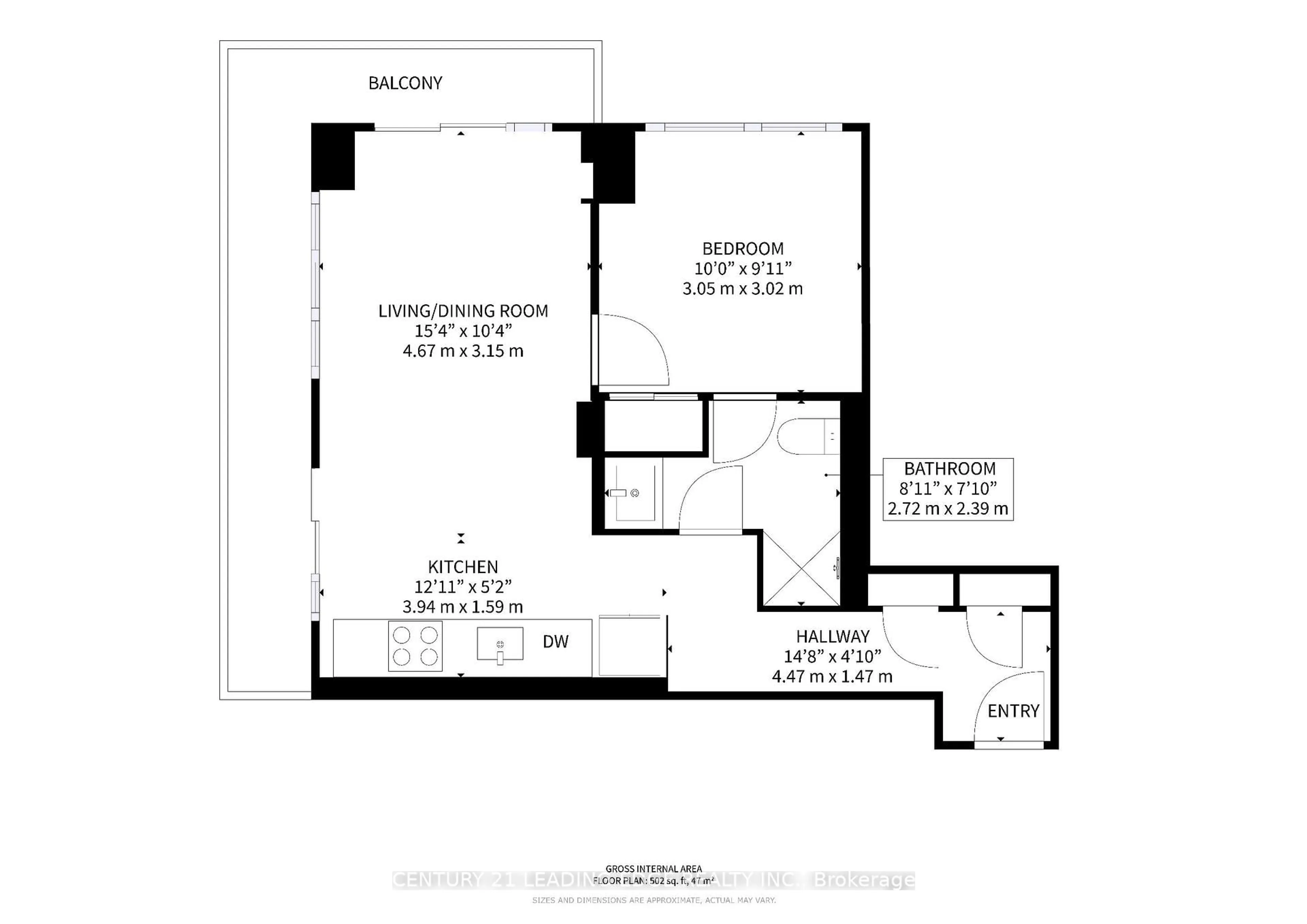 Floor plan for 9205 Yonge St #1611, Richmond Hill Ontario L4C 1V5