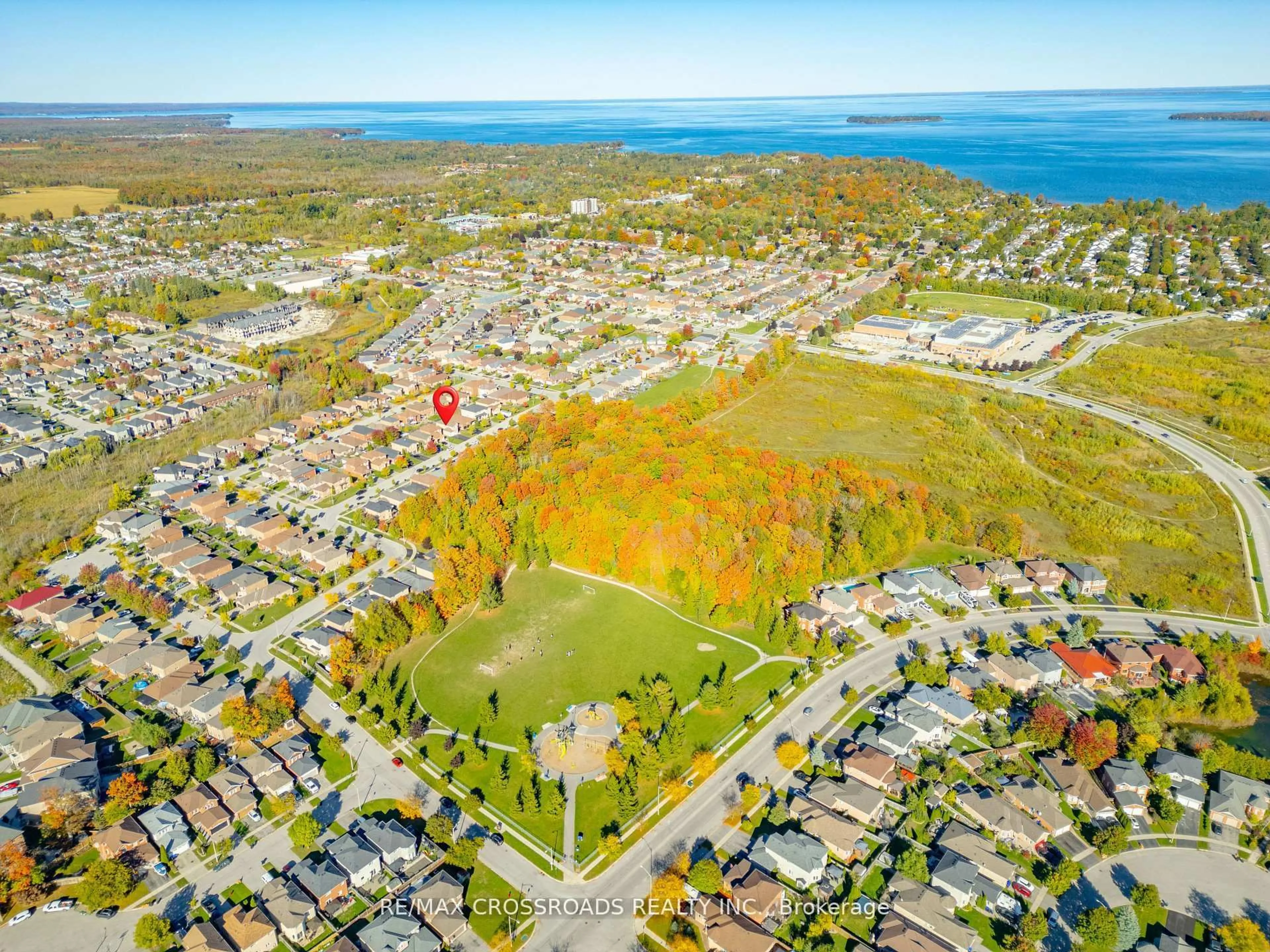 A pic from outside/outdoor area/front of a property/back of a property/a pic from drone, water/lake/river/ocean view for 1220 Laurand St, Innisfil Ontario L9S 0E6