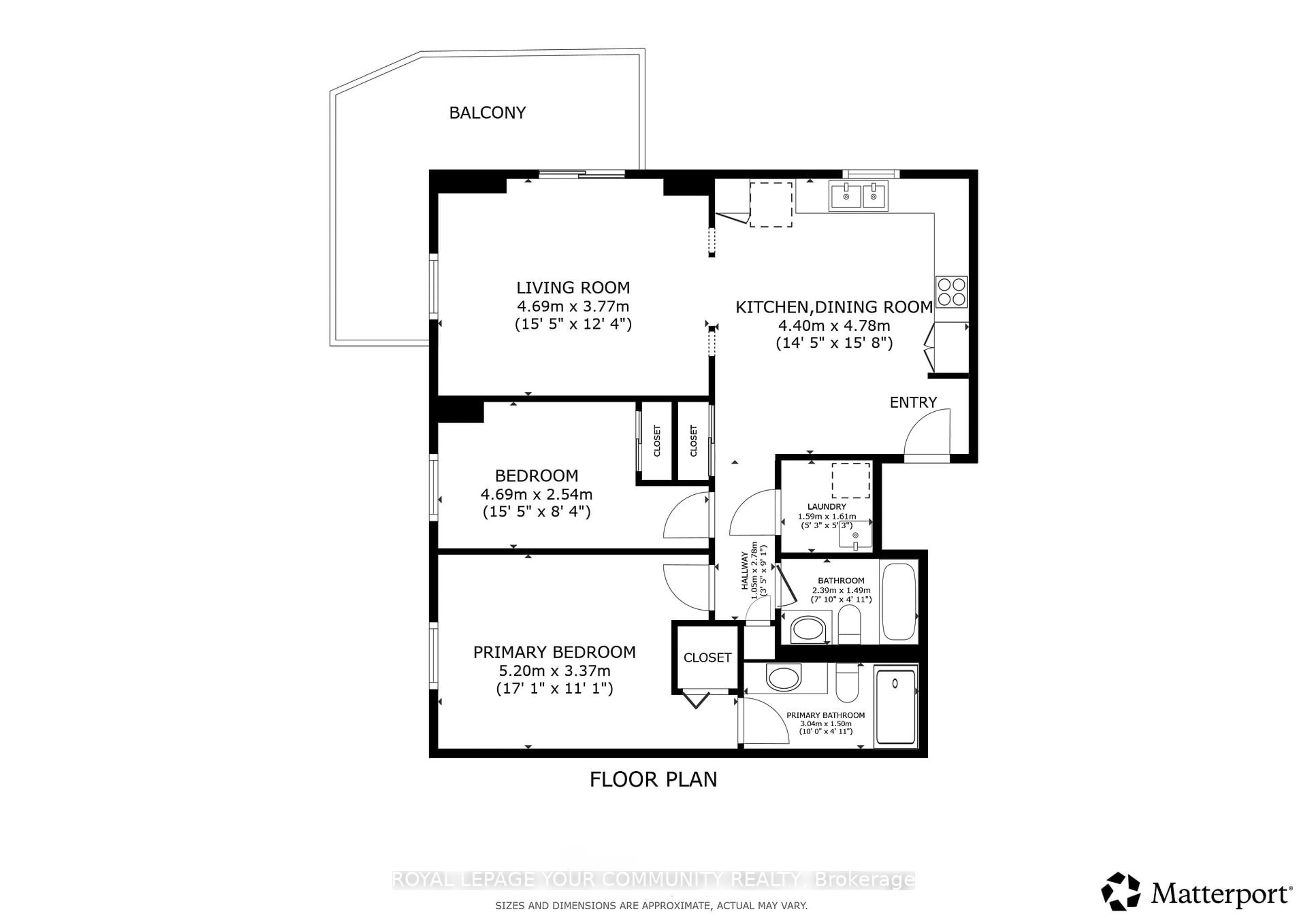 Floor plan for 2506 Rutherford Rd #202, Vaughan Ontario L4K 5N4