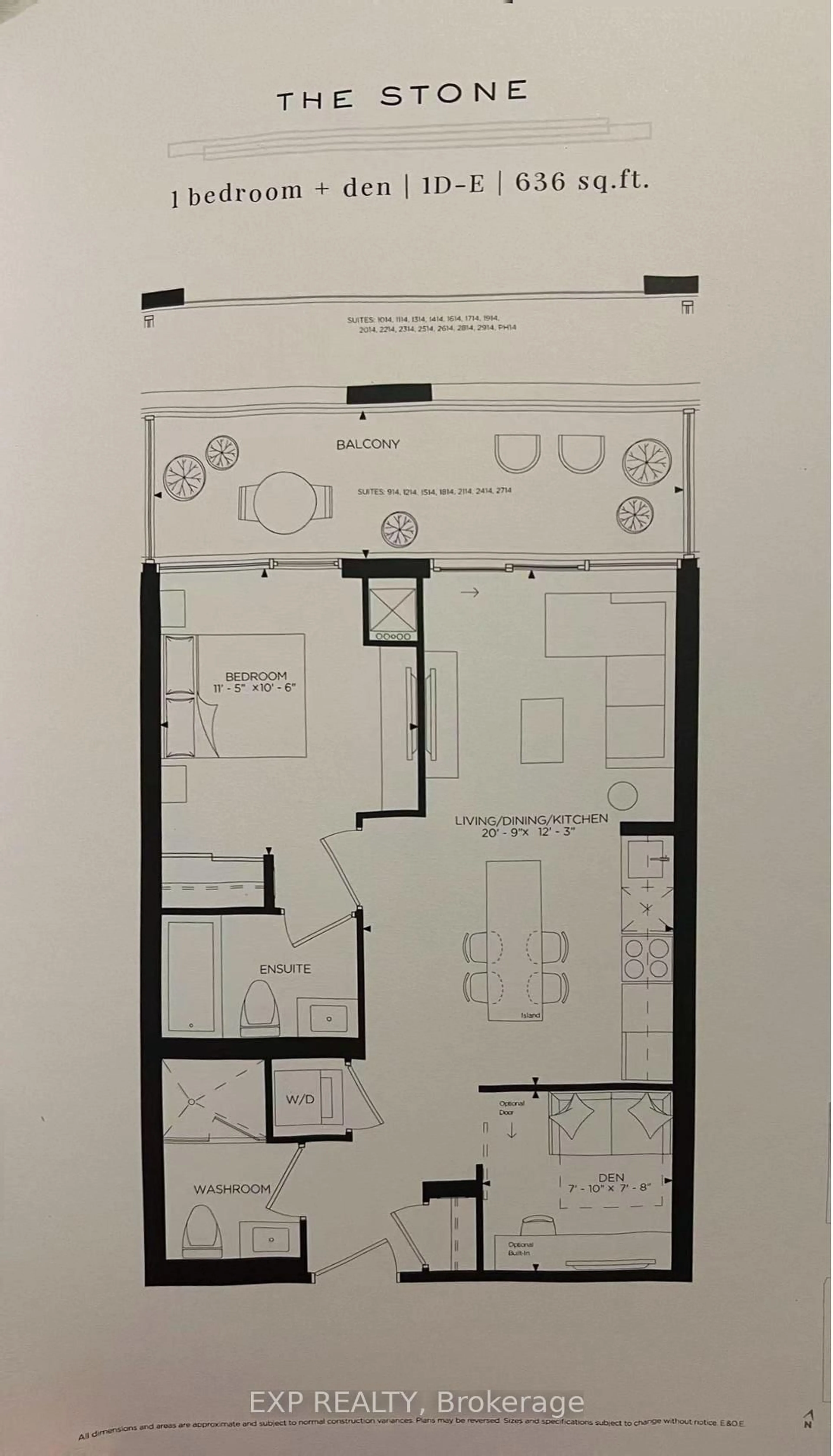 Floor plan for 56 Andre de Grasse St #Suite 914, Markham Ontario L6G 0H9