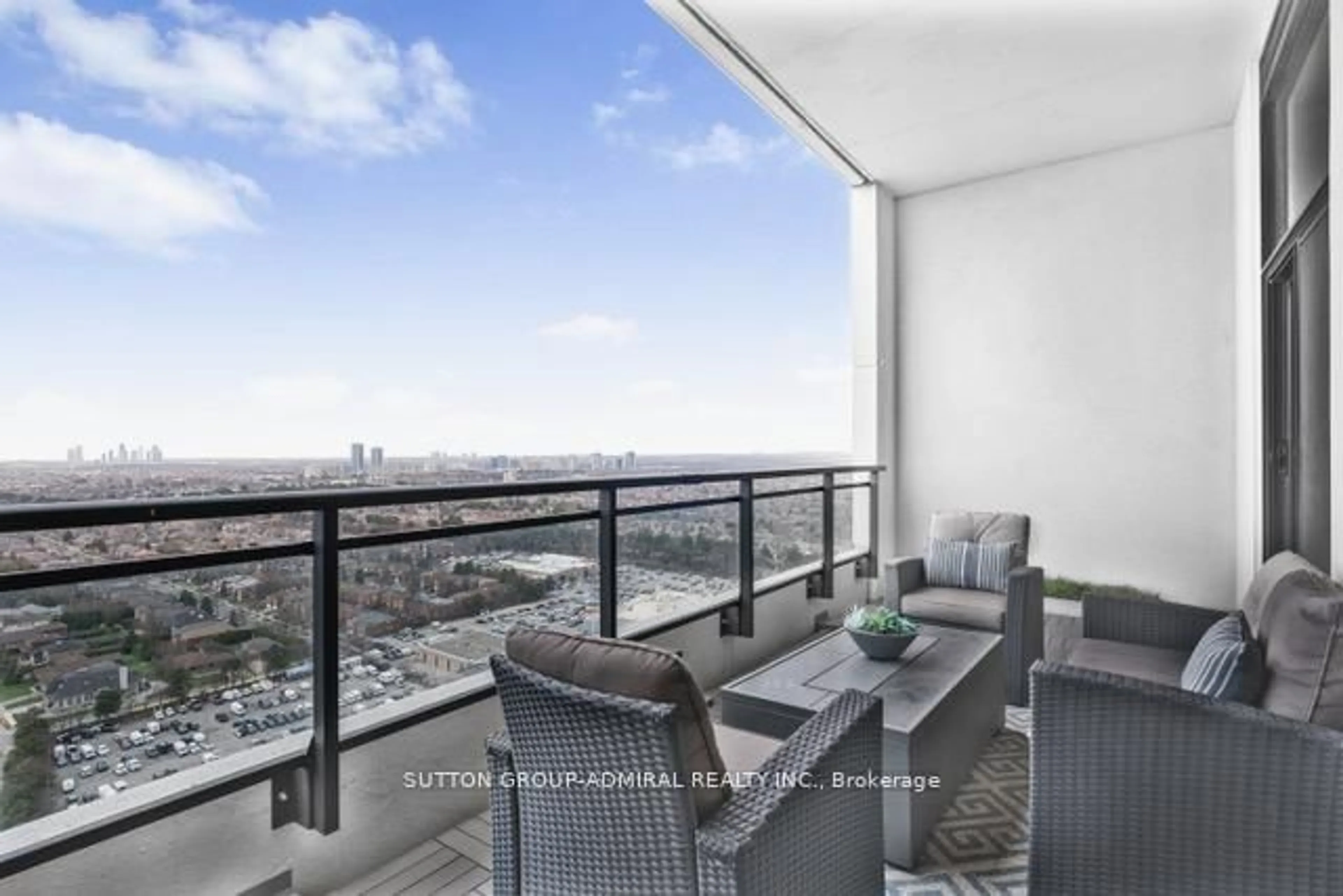 Balcony in the apartment, city buildings view from balcony for 1 Grandview Ave #3006, Markham Ontario L3T 0G7