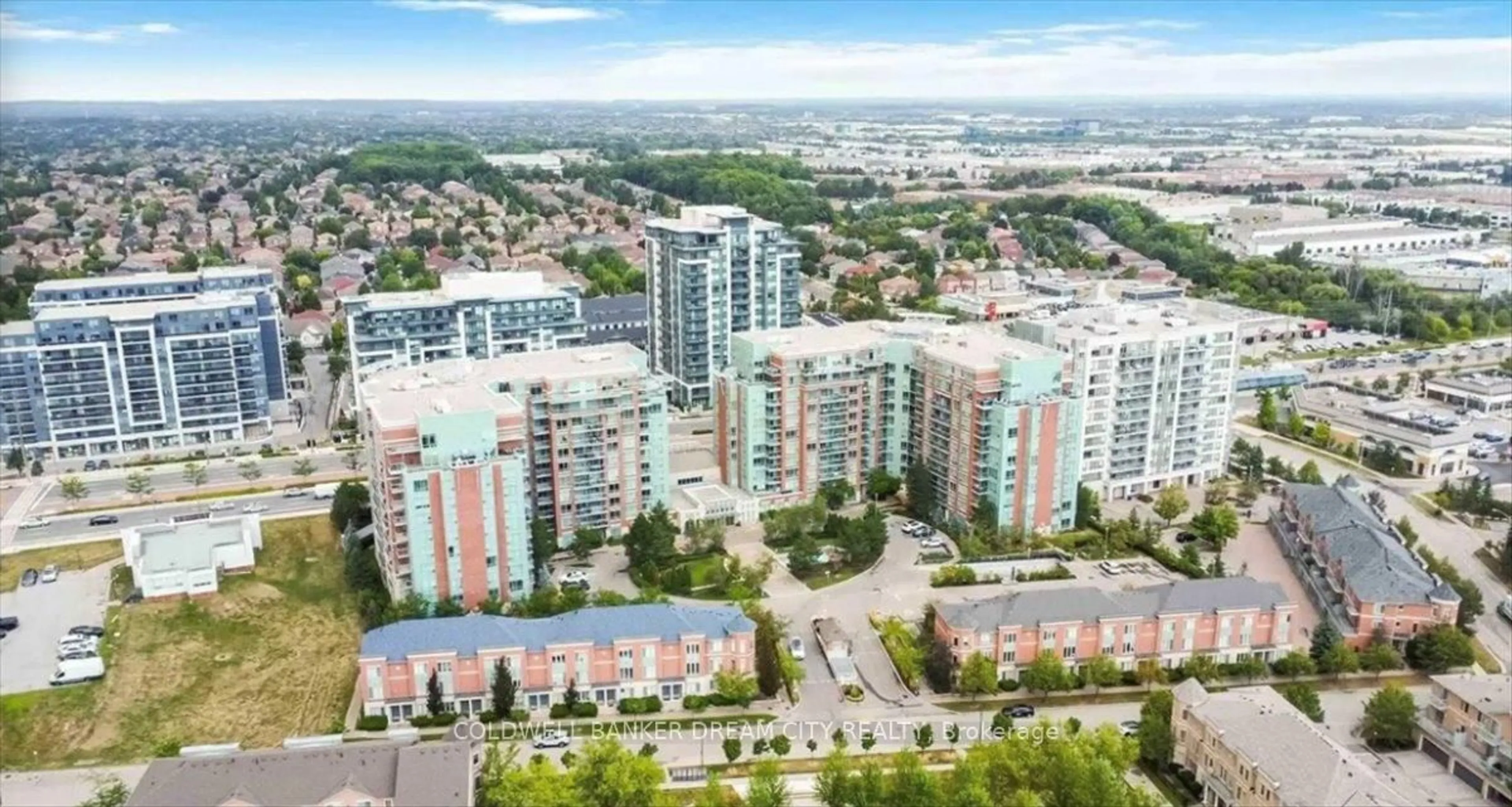 A pic from outside/outdoor area/front of a property/back of a property/a pic from drone, city buildings view from balcony for 62 Suncrest Blvd #723, Markham Ontario L3T 7Y6