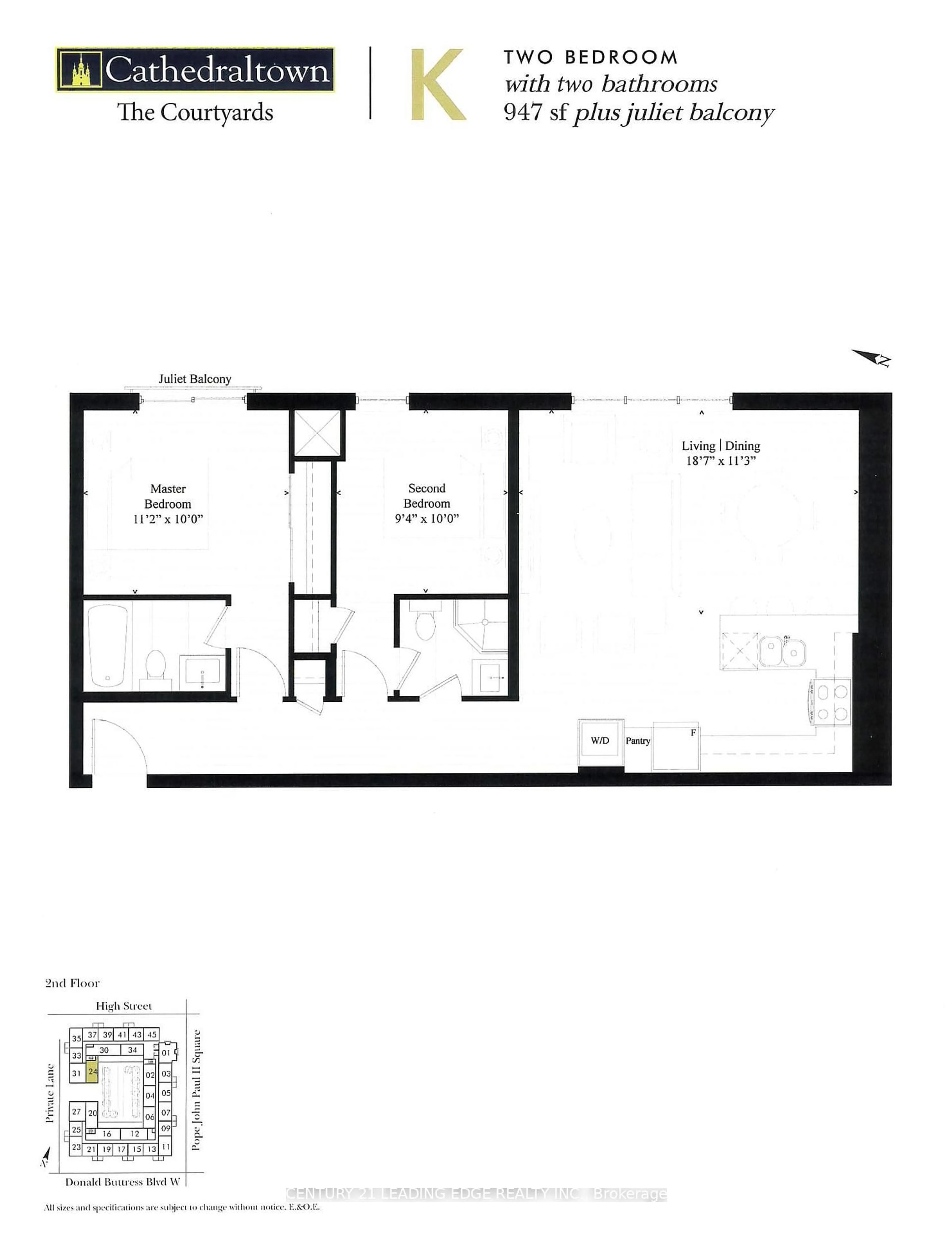 Floor plan for 101 Cathedral High St #224, Markham Ontario L6C 0P1