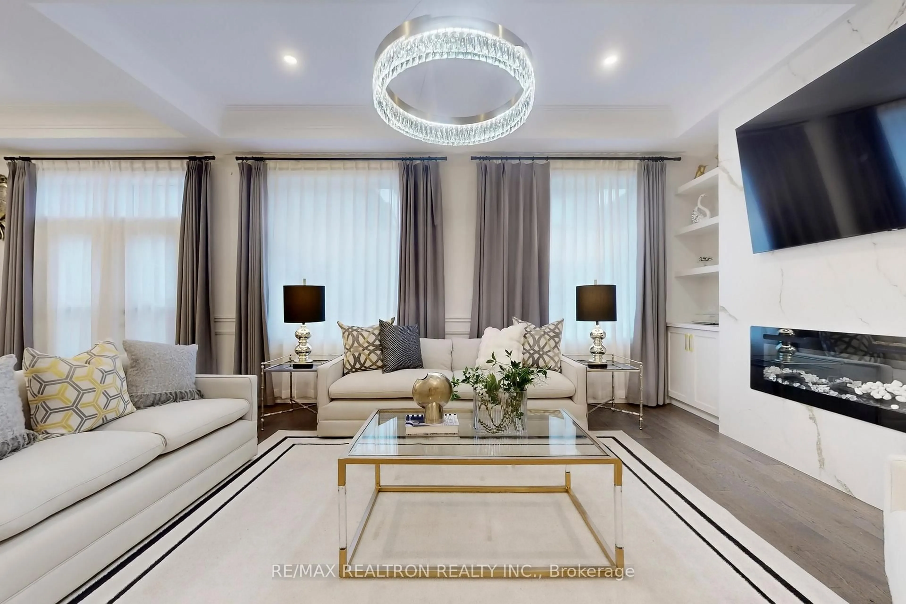 Living room with furniture, carpet floor for 48 Red Giant St, Richmond Hill Ontario L4C 4Y4