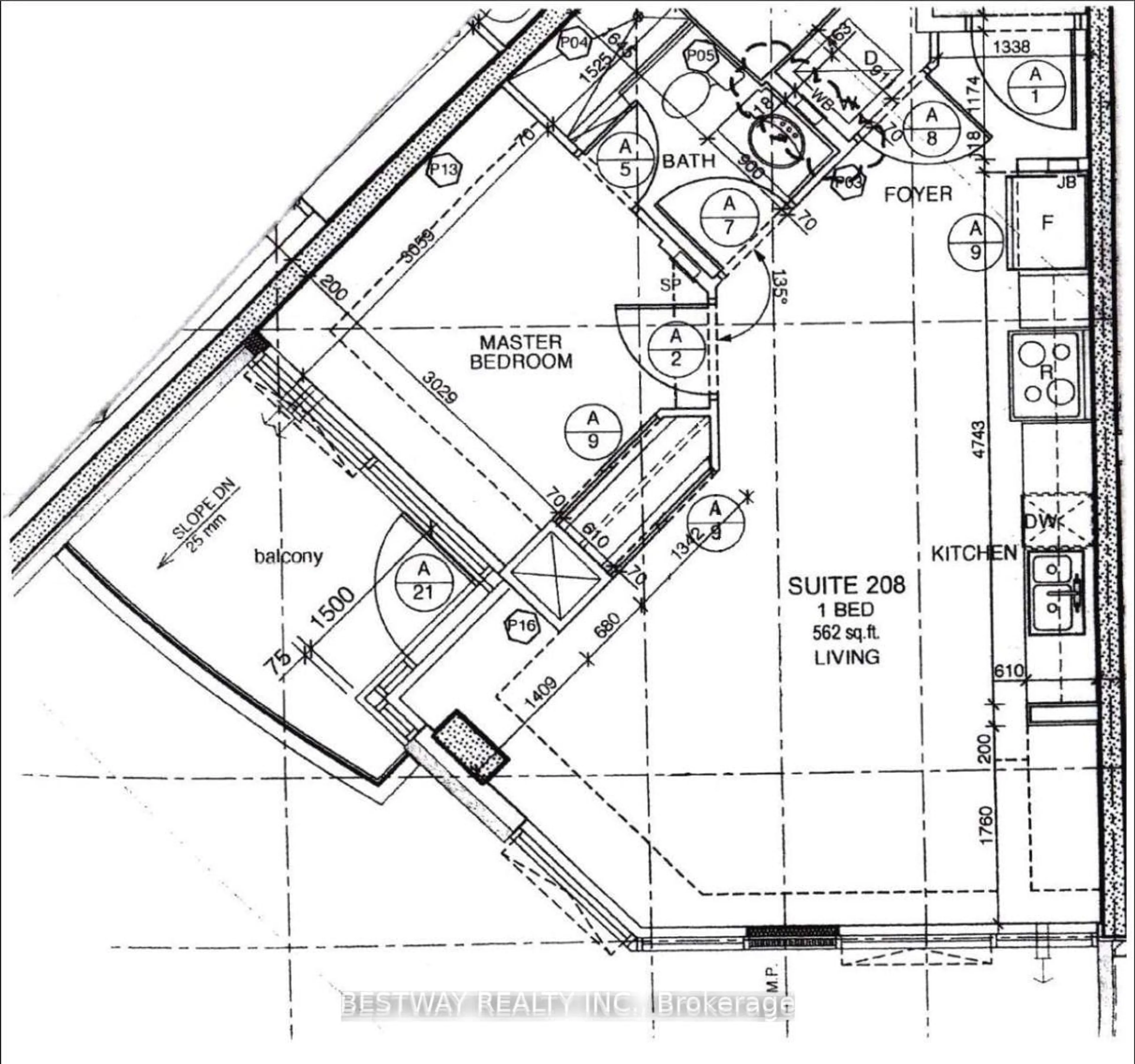 Floor plan for 75 Norman Bethune Ave #208, Richmond Hill Ontario L4B 0B6