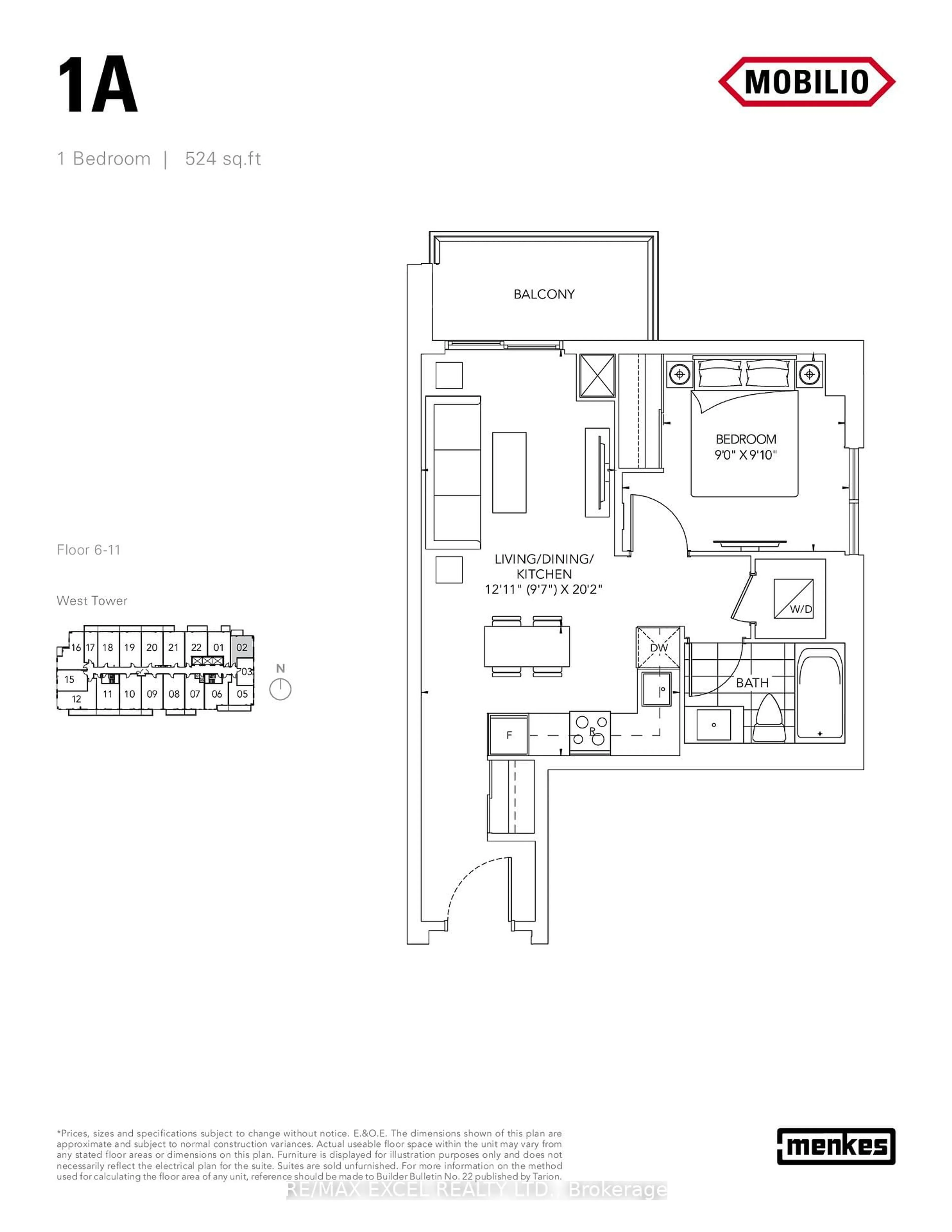 Floor plan for 38 Honeycrisp Cres #1102, Vaughan Ontario L4K 0M8