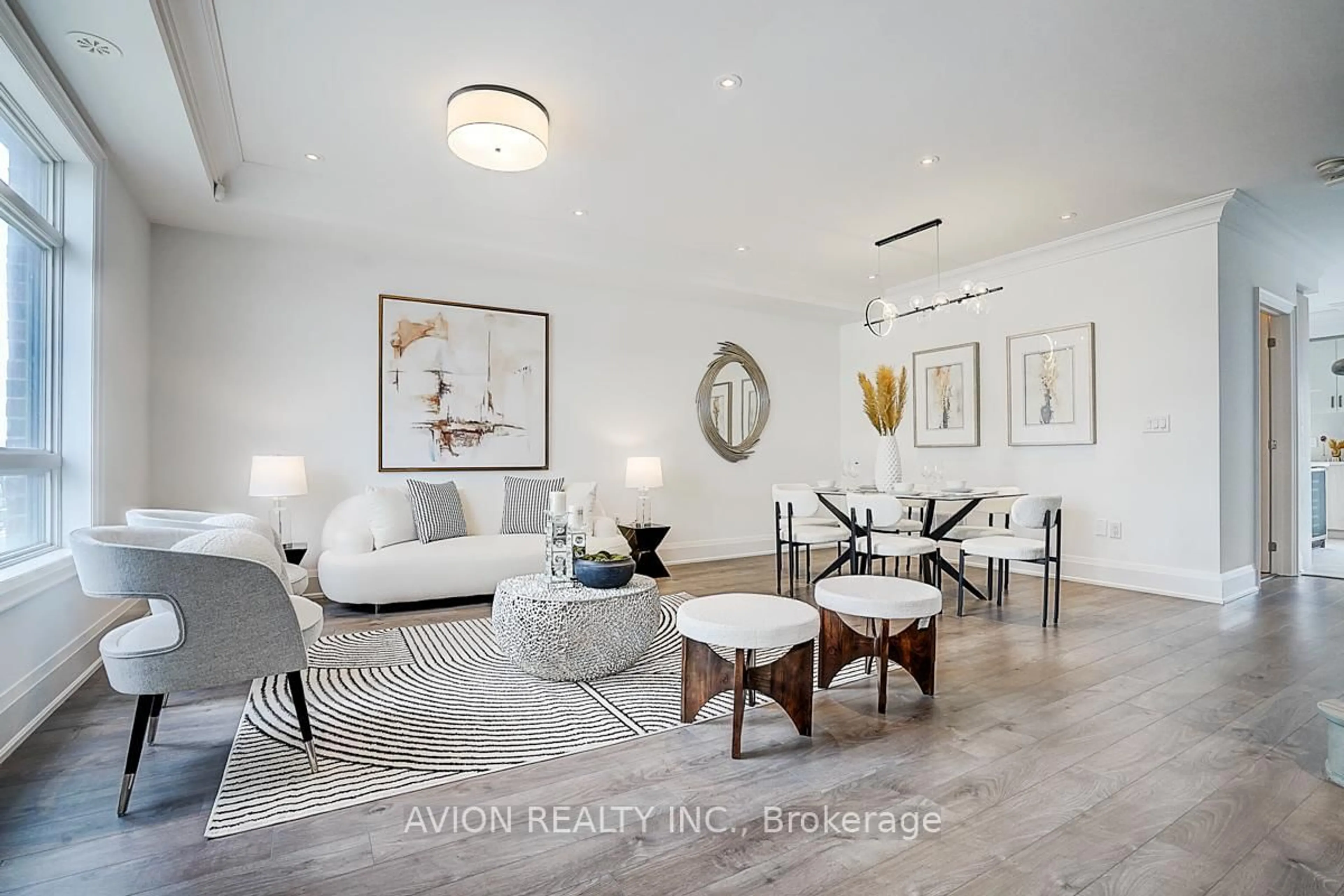 Living room with furniture, wood/laminate floor for 15 Gandhi Lane, Markham Ontario L3T 0G4