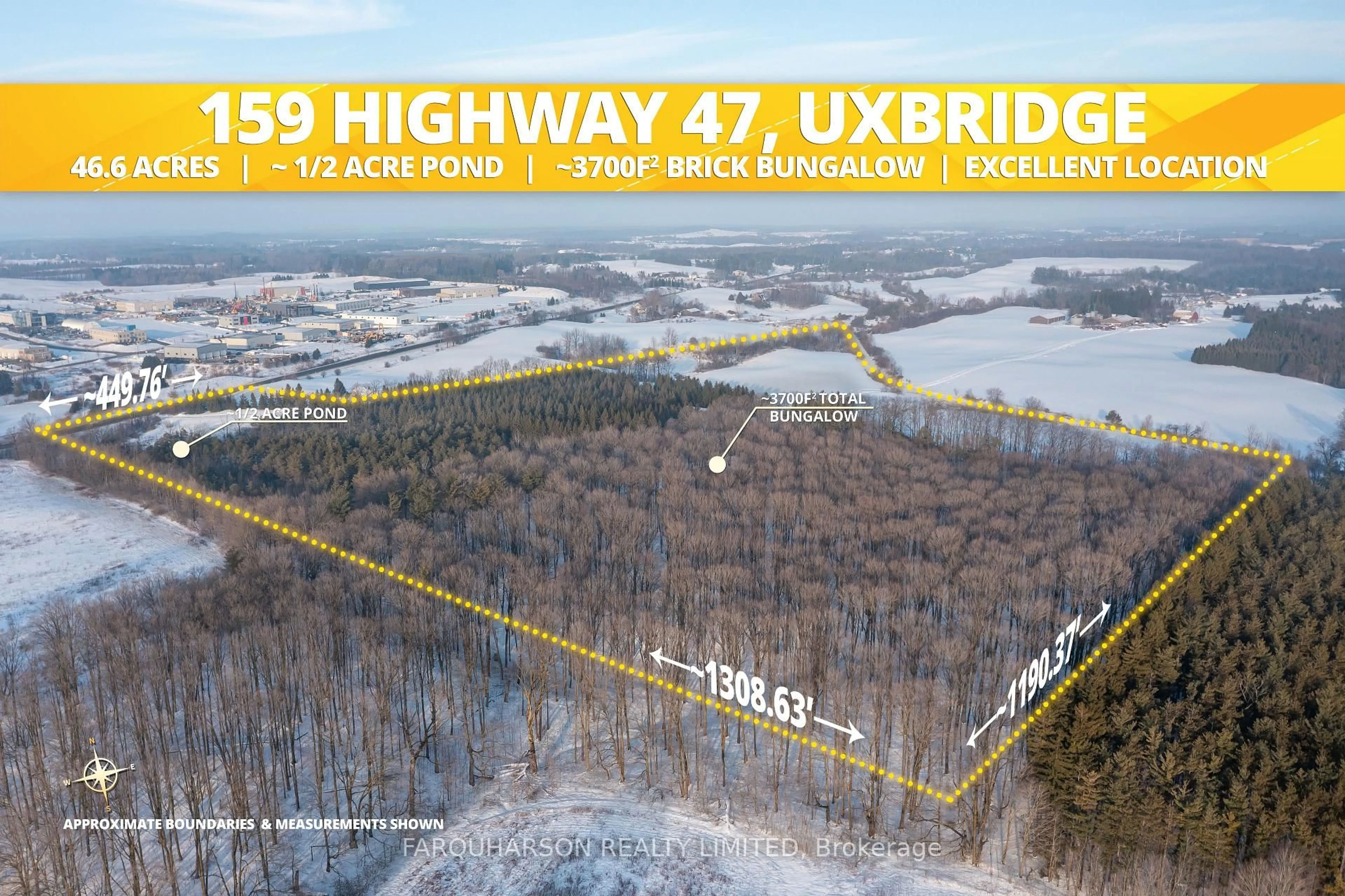 A pic from outside/outdoor area/front of a property/back of a property/a pic from drone, unknown for 159 Highway 47 Highway, Uxbridge Ontario L9P 0C7