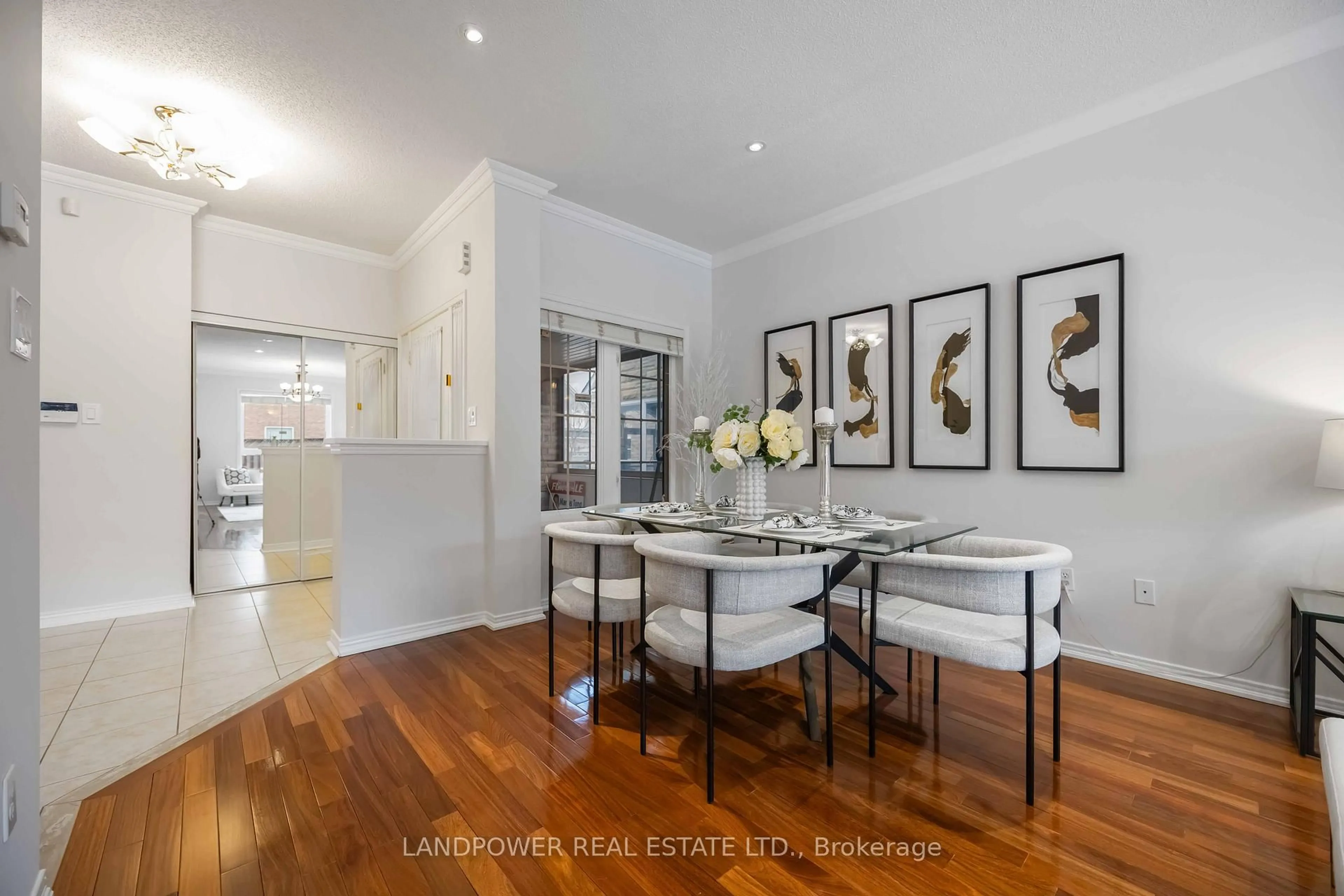 Dining room, wood/laminate floor for 45 Oxfordshire St, Markham Ontario L6C 2Z8
