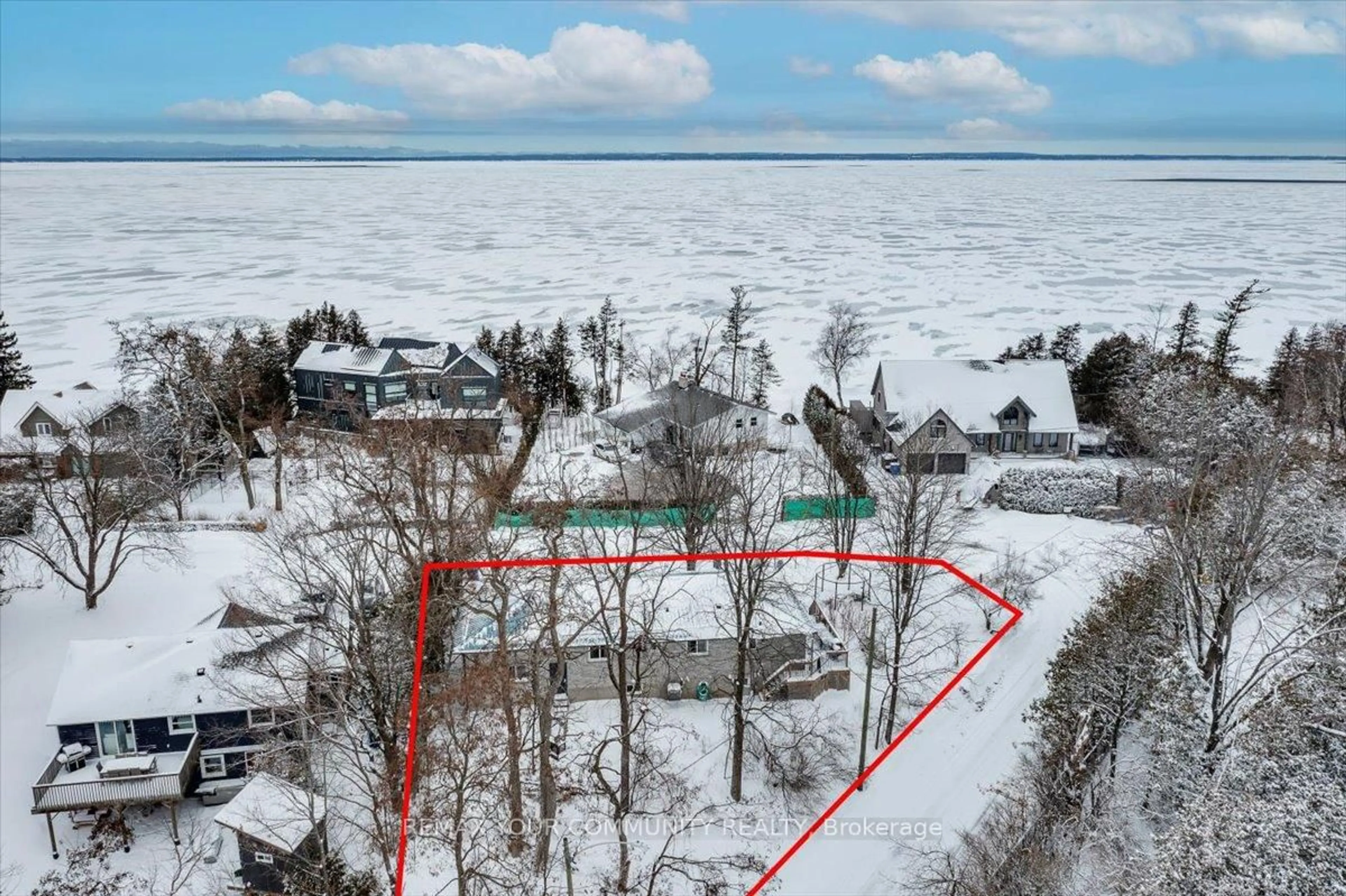 A pic from outside/outdoor area/front of a property/back of a property/a pic from drone, water/lake/river/ocean view for 21 Malone Rd, Georgina Ontario L0E 1L0