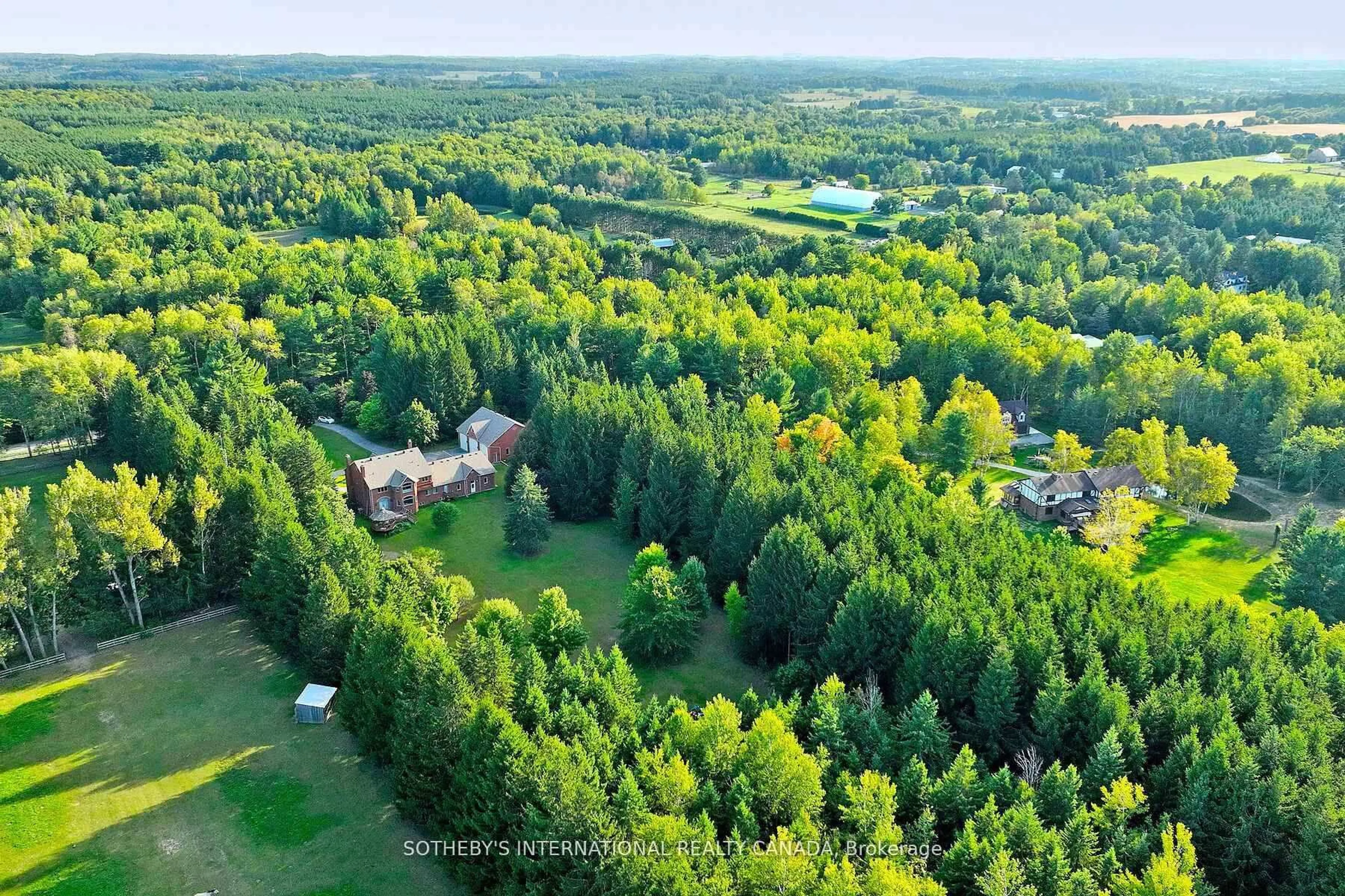 A pic from outside/outdoor area/front of a property/back of a property/a pic from drone, forest/trees view for 452 Feasby Rd, Uxbridge Ontario L9P 1R1
