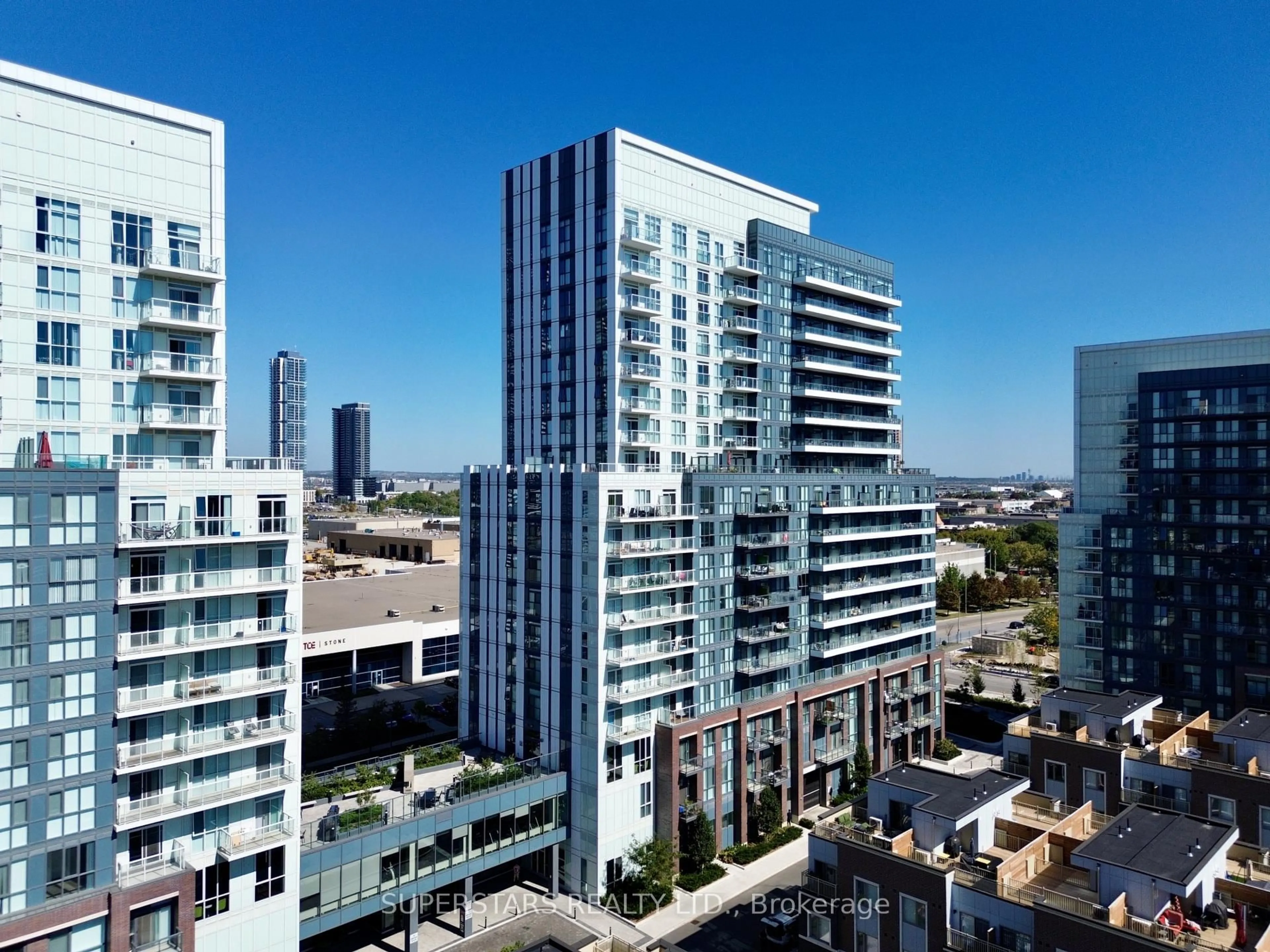 A pic from outside/outdoor area/front of a property/back of a property/a pic from drone, city buildings view from balcony for 38 Honeycrisp Cres #1003, Vaughan Ontario L4K 0M8