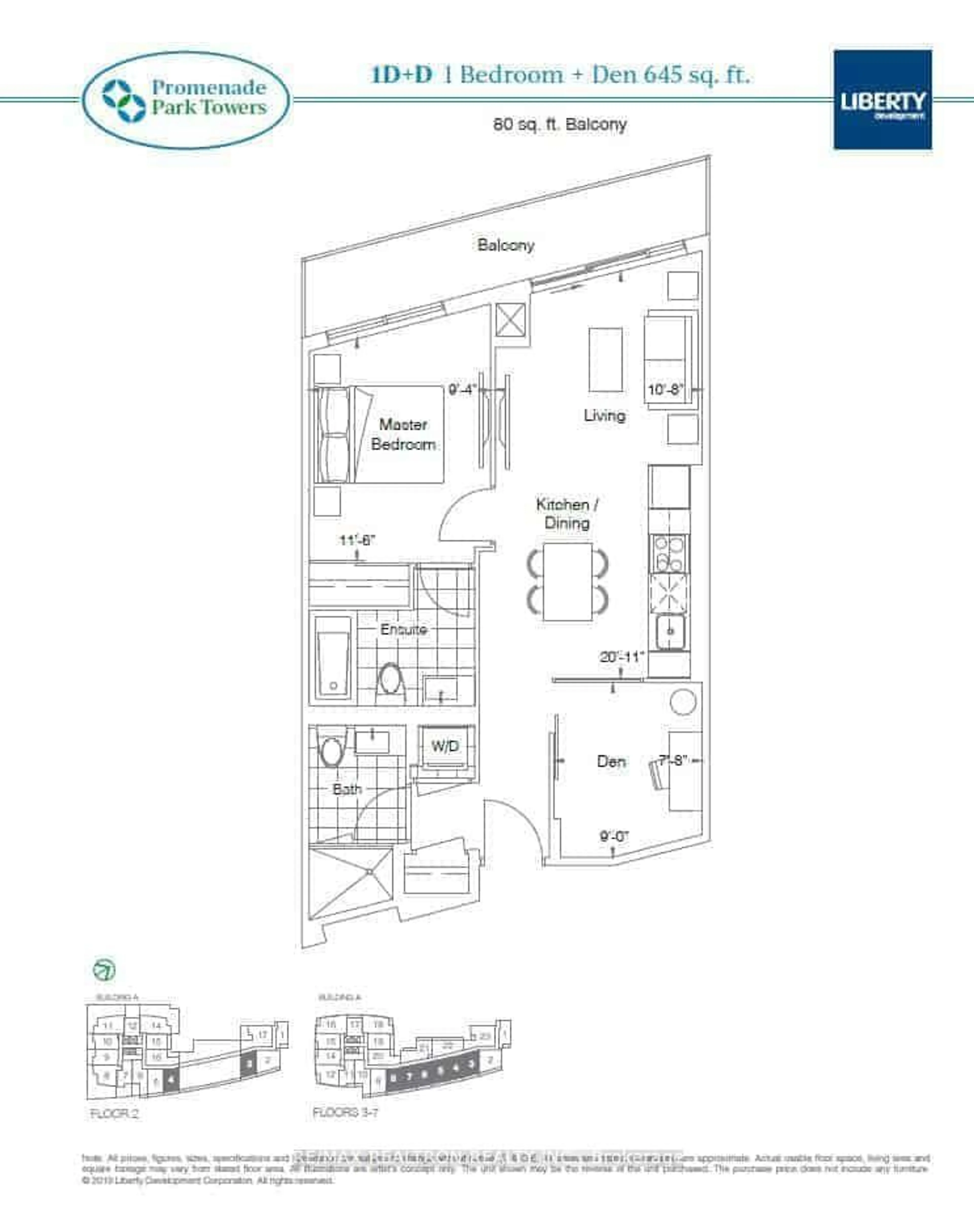 Floor plan for 30 Upper Mall Way #307, Vaughan Ontario L4J 0L8