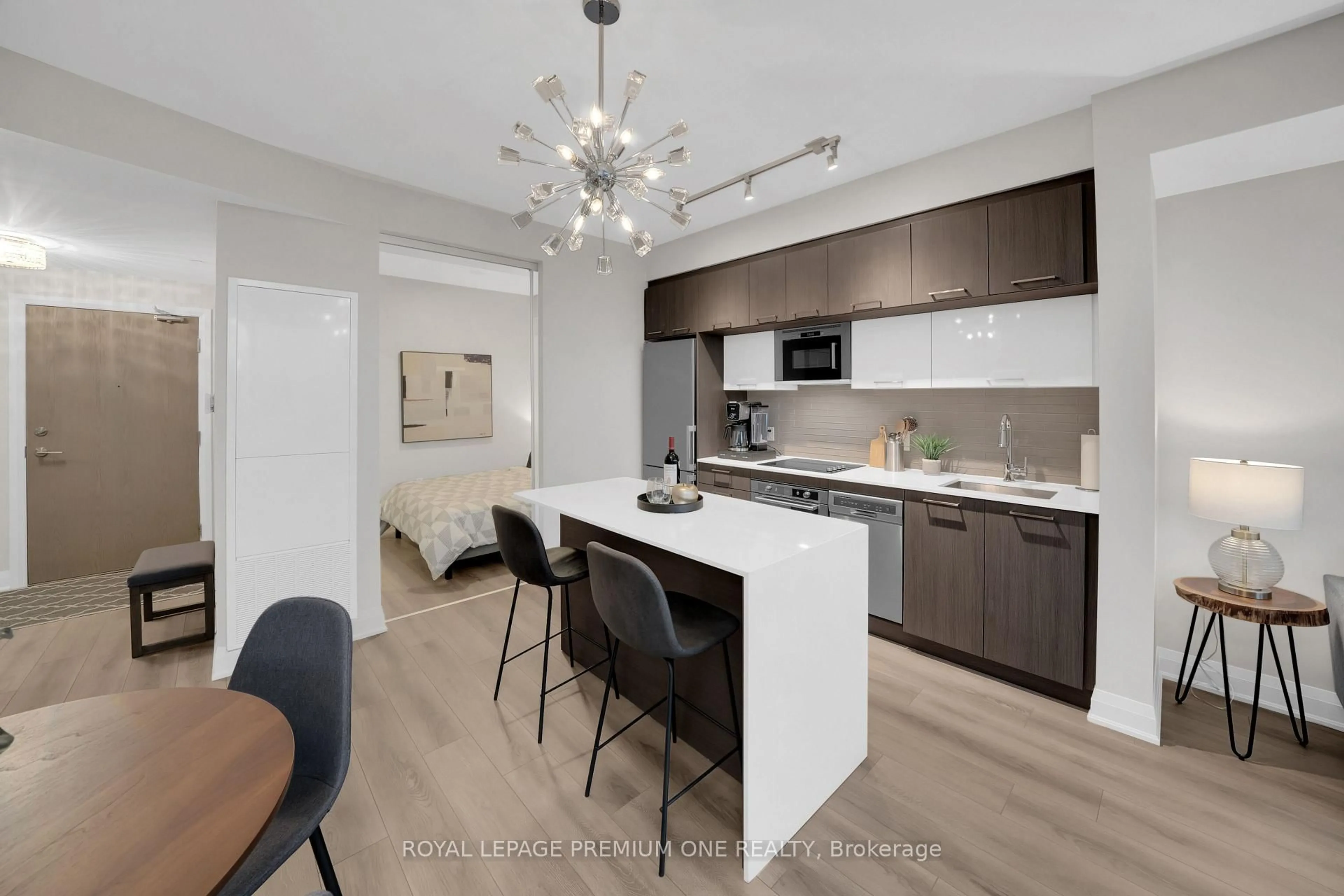 Open concept kitchen, wood/laminate floor for 4800 highway 7 Rd #623, Vaughan Ontario L4L 1H8