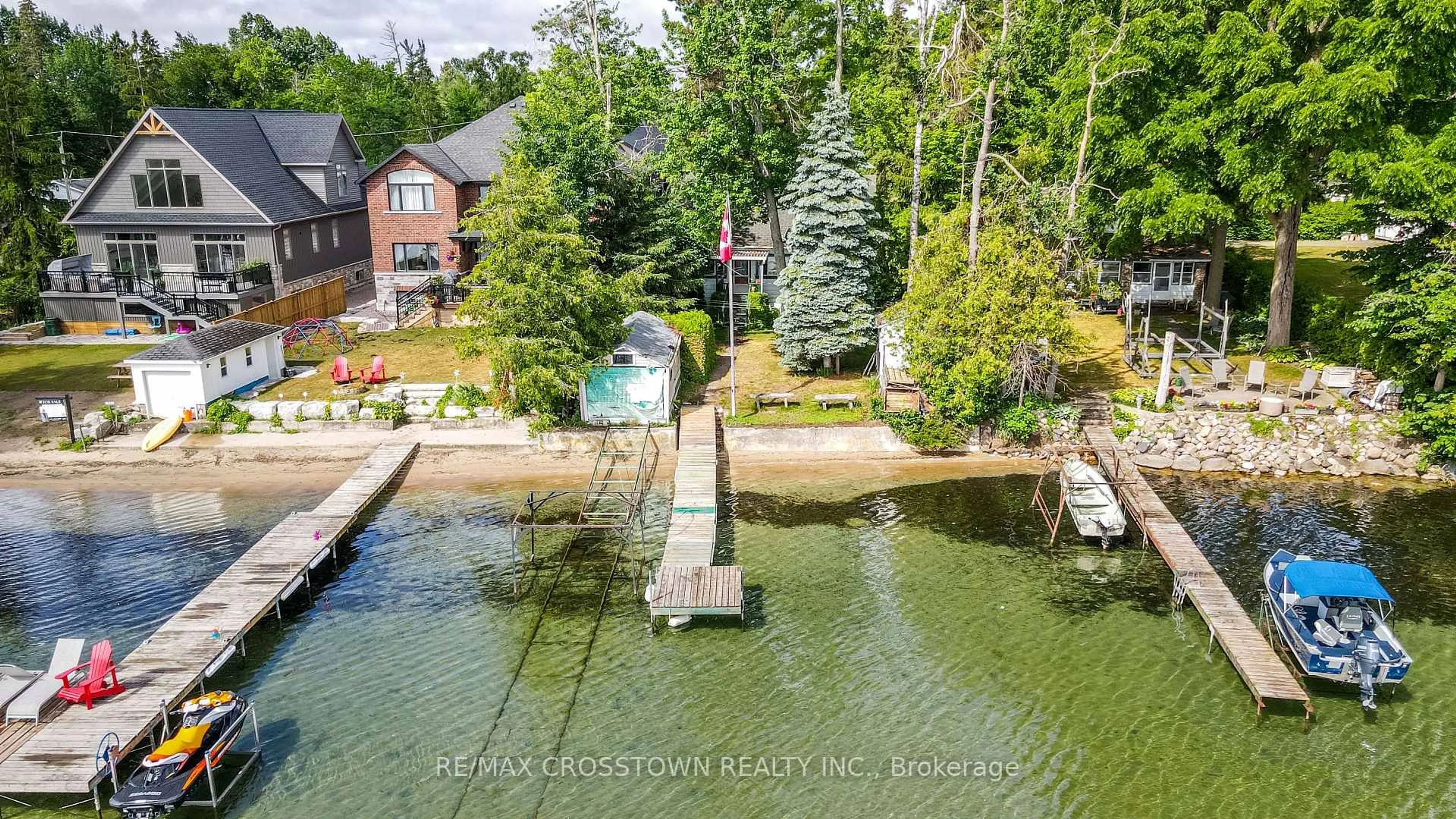 A pic from outside/outdoor area/front of a property/back of a property/a pic from drone, water/lake/river/ocean view for 1895 Simcoe Blvd, Innisfil Ontario L9S 4N3