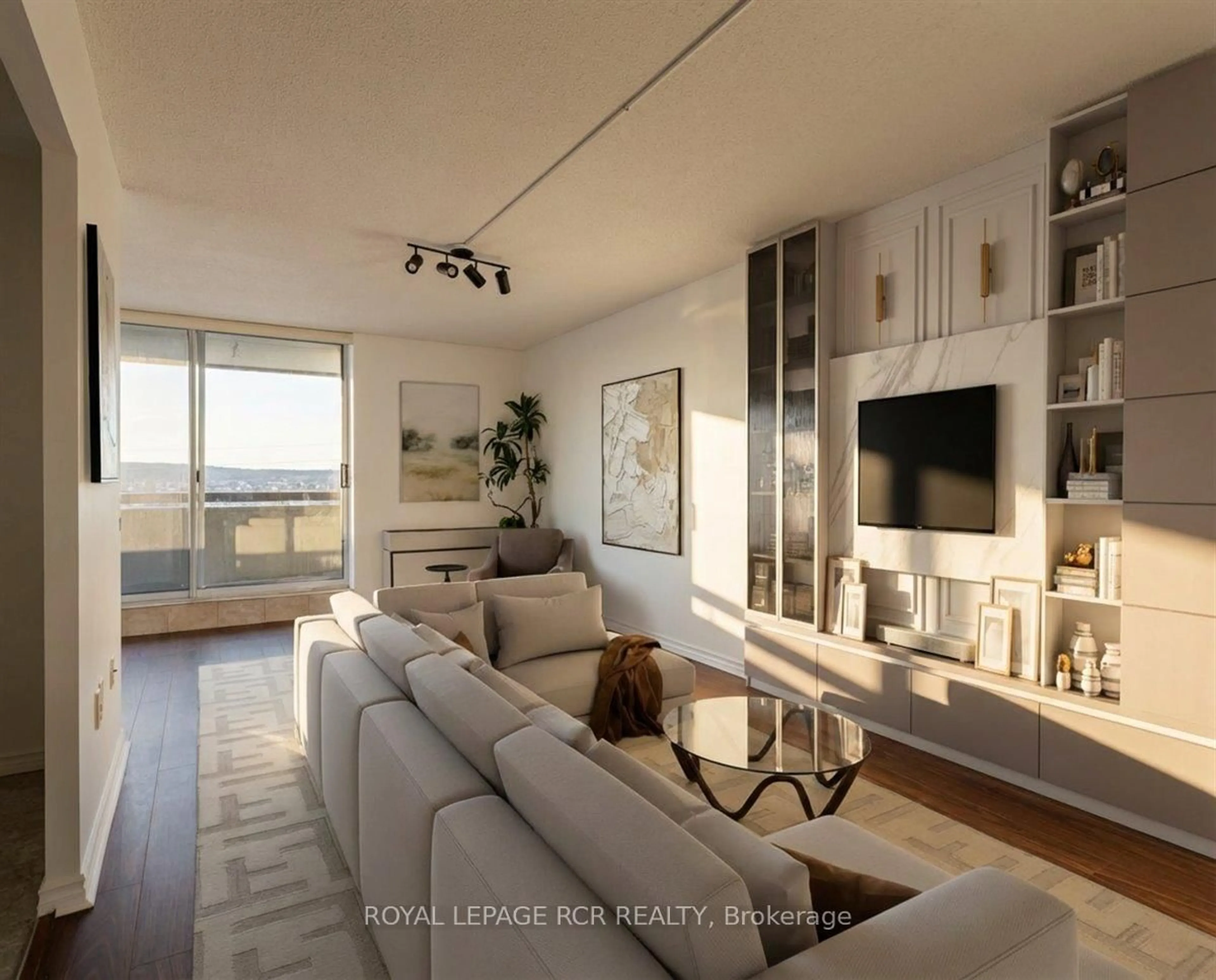 Living room with furniture, wood/laminate floor for 20 William Roe Blvd #904, Newmarket Ontario L3Y 5V6