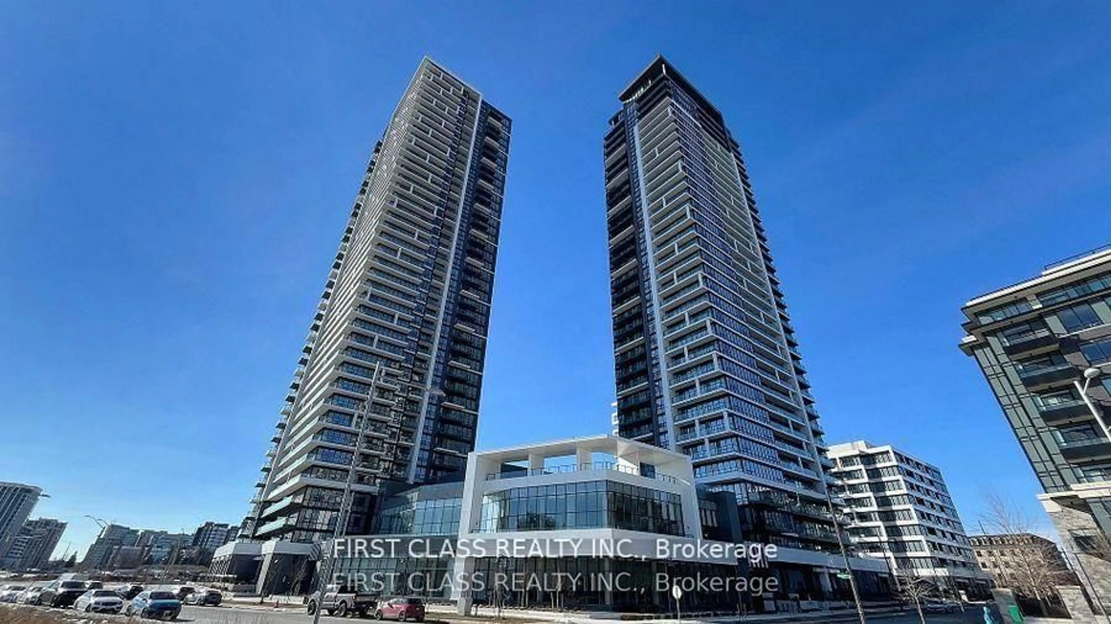 A pic from outside/outdoor area/front of a property/back of a property/a pic from drone, city buildings view from balcony for 18 Water Walk Dr #3106, Markham Ontario L3R 6L5