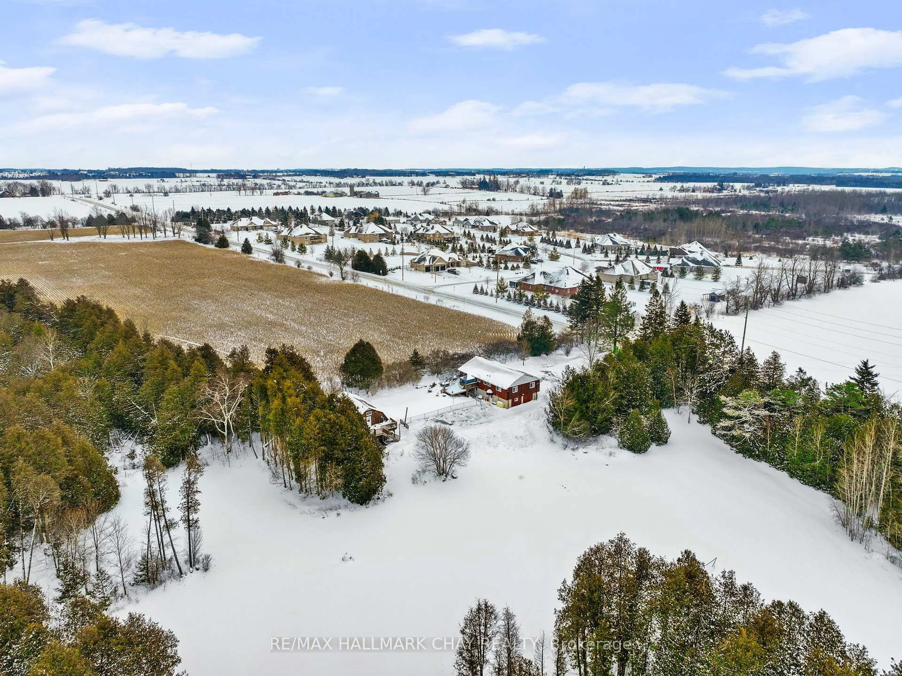 A pic from outside/outdoor area/front of a property/back of a property/a pic from drone, forest/trees view for 4684 10th Sdrd, Essa Ontario L0L 2N0