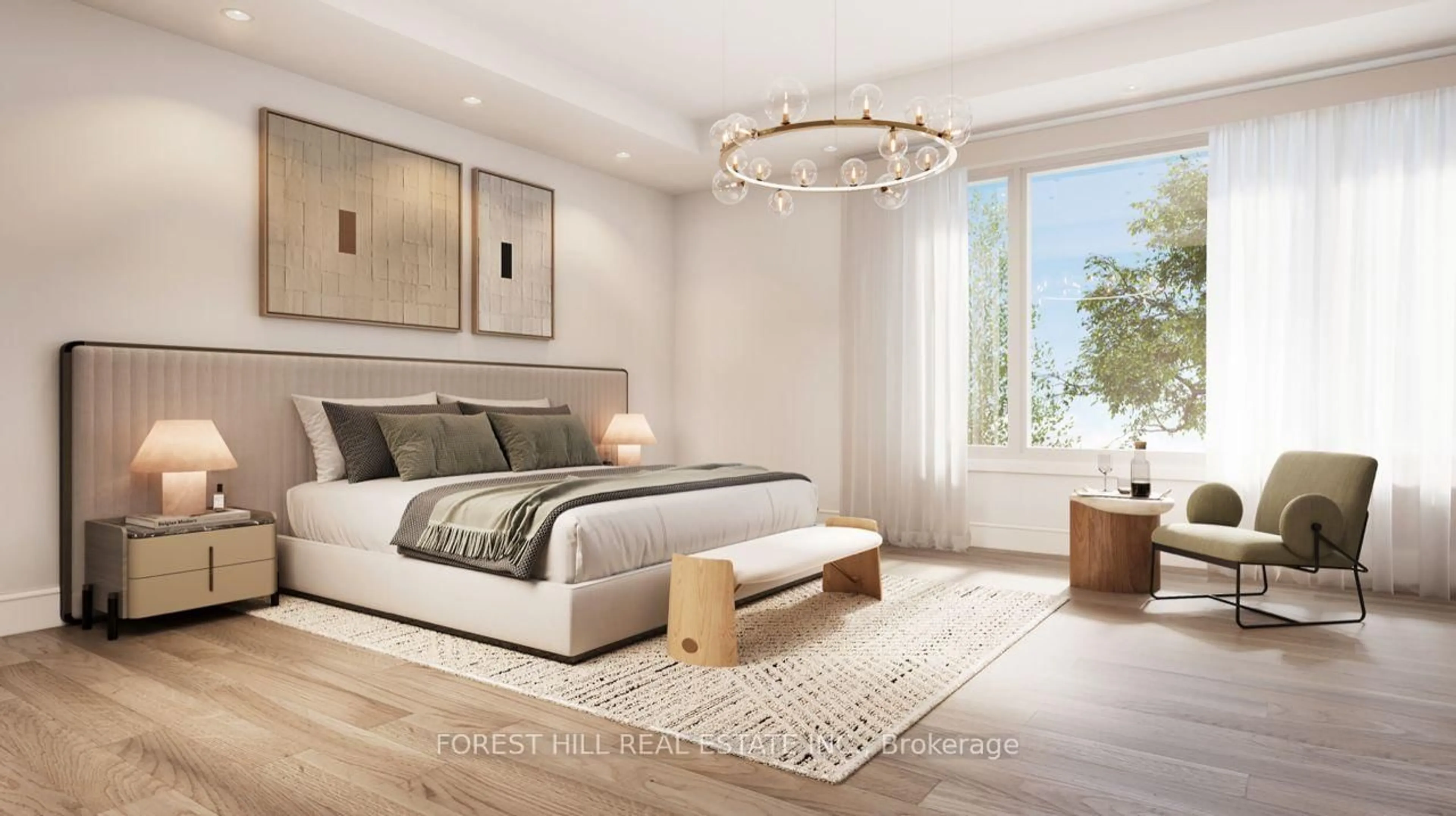 Bedroom with bed, wood/laminate floor for 90 Duncan Rd, Richmond Hill Ontario L4C 6J7