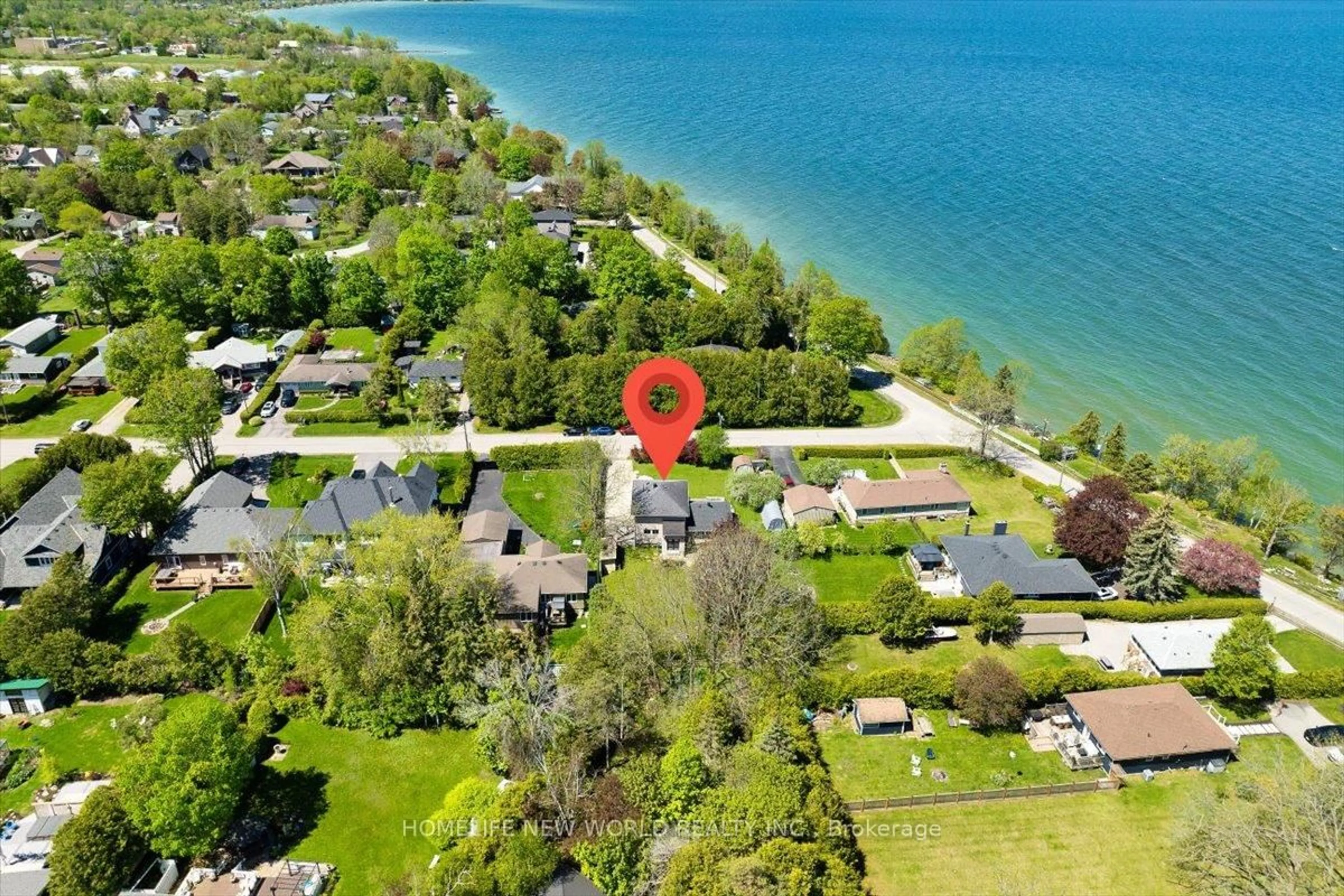 A pic from outside/outdoor area/front of a property/back of a property/a pic from drone, water/lake/river/ocean view for 853 Fairbank Ave, Georgina Ontario L0E 1S0