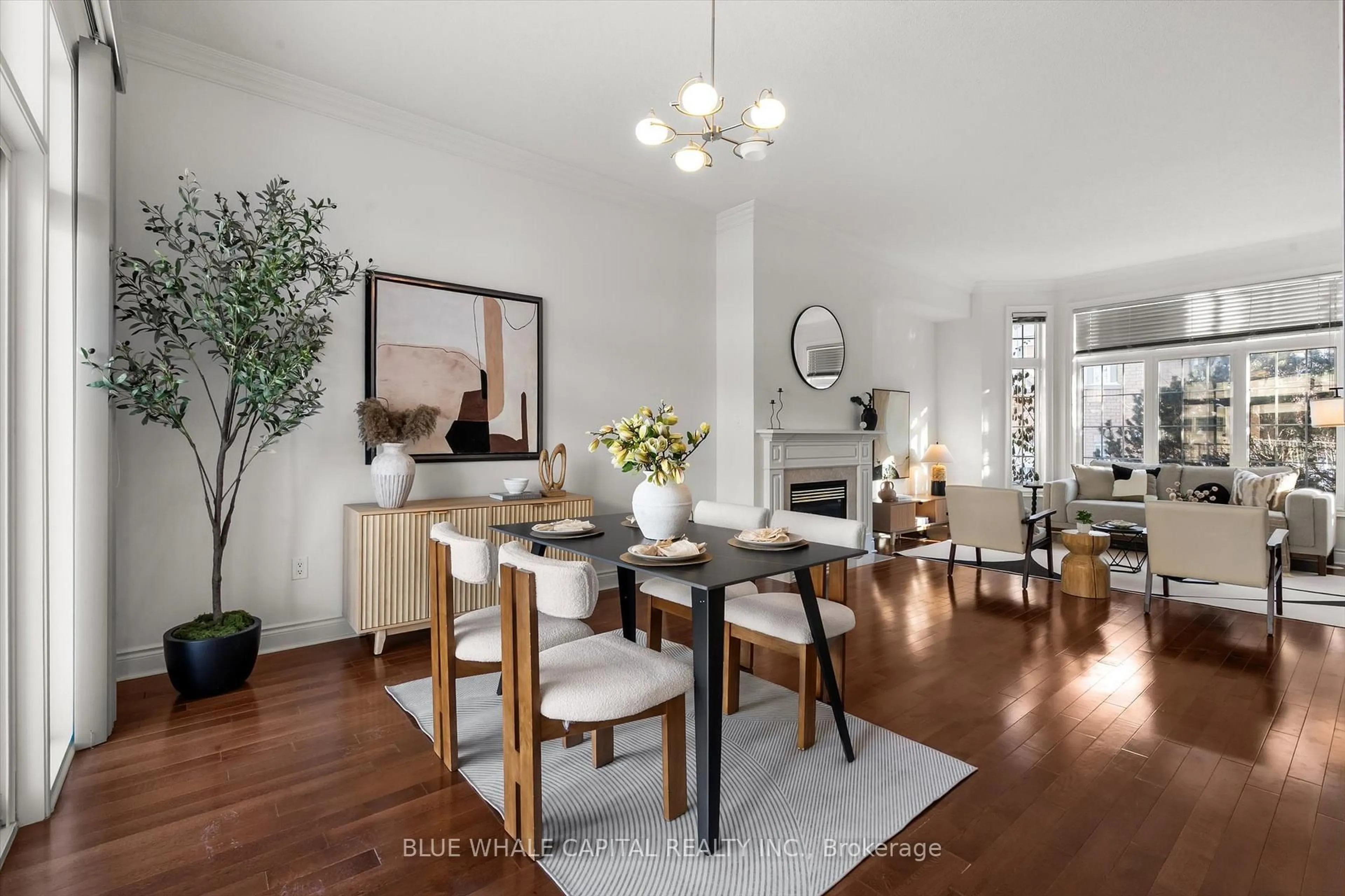 Dining room, wood/laminate floor for 189 Legends Way, Markham Ontario L3R 6A6