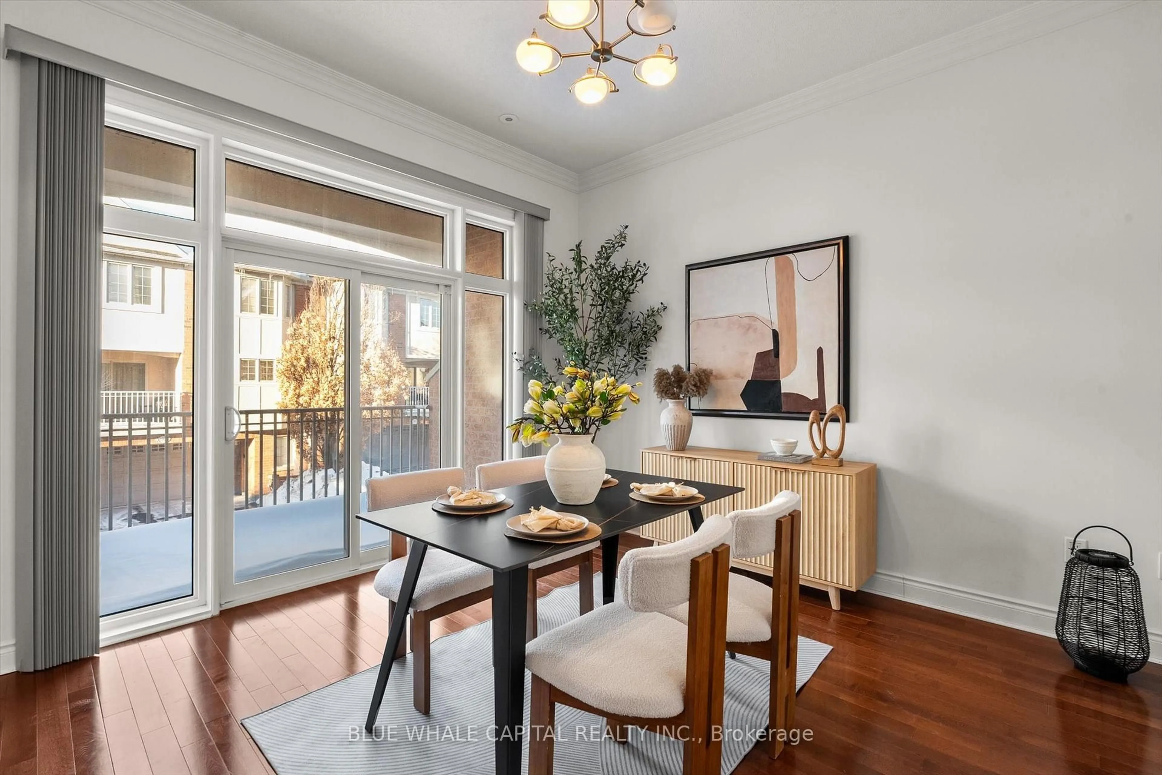 Dining room, wood/laminate floor for 189 Legends Way, Markham Ontario L3R 6A6