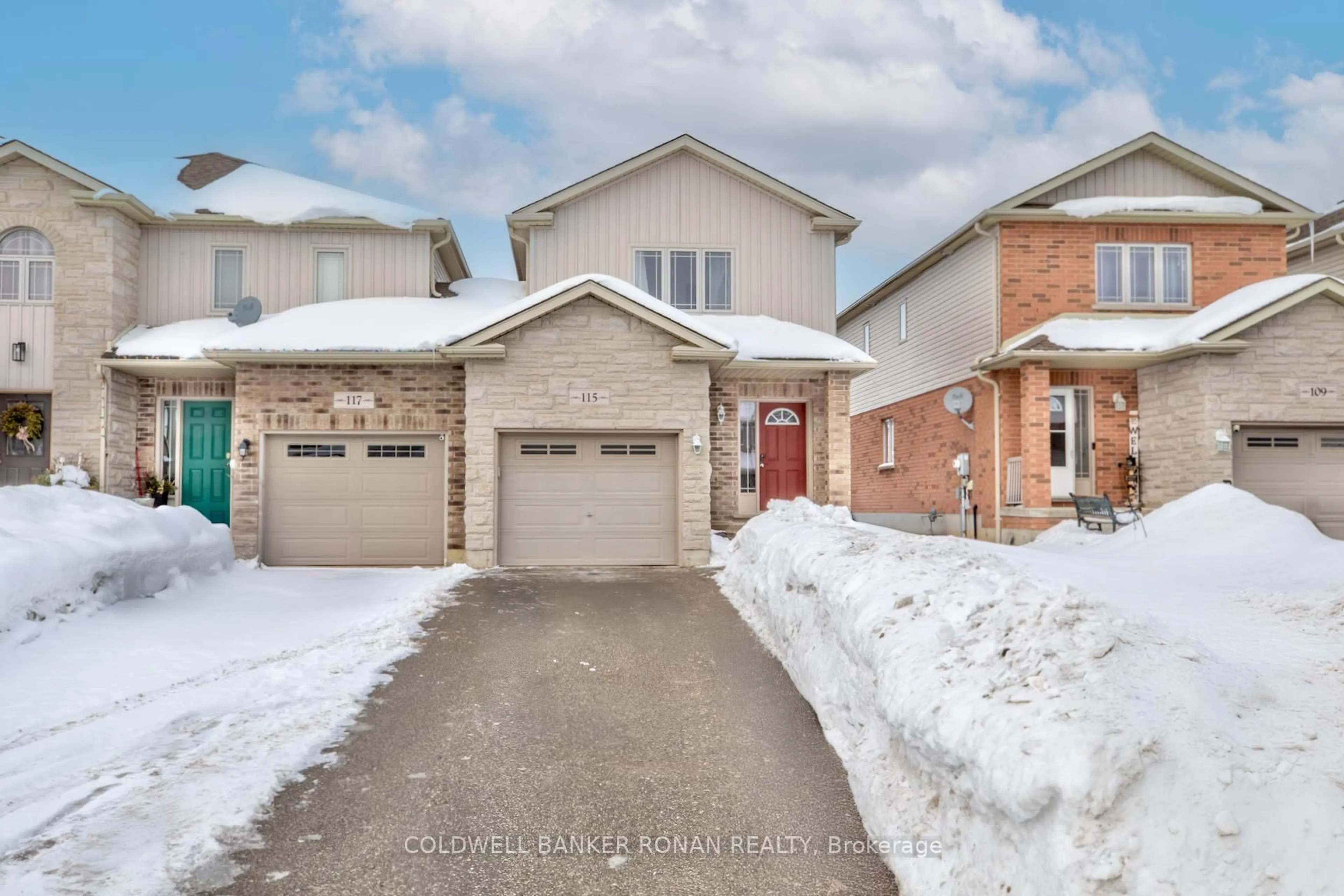 Home with brick exterior material, street for 115 Banting Cres, Essa Ontario L0M 1B6