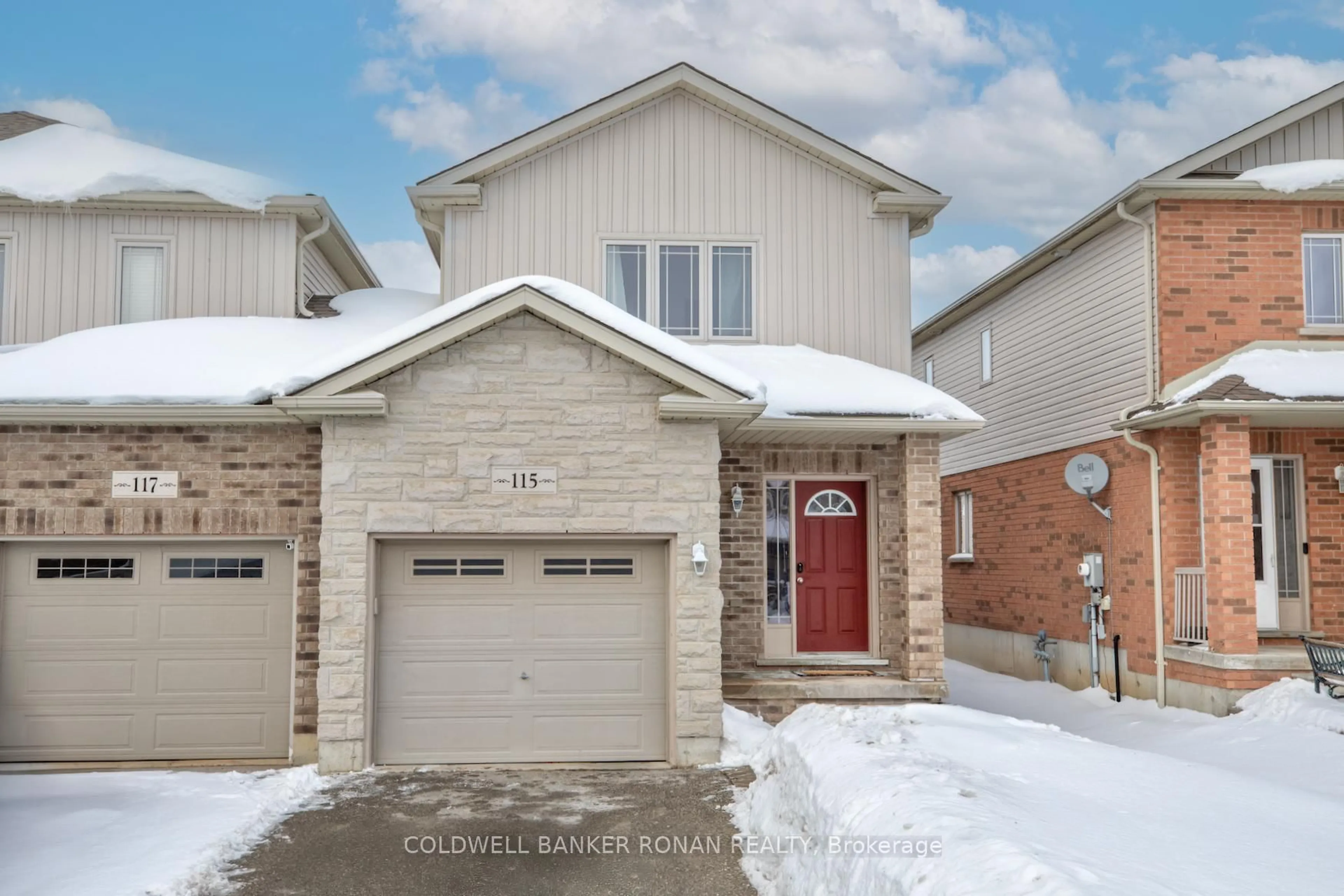 Home with brick exterior material, street for 115 Banting Cres, Essa Ontario L0M 1B6