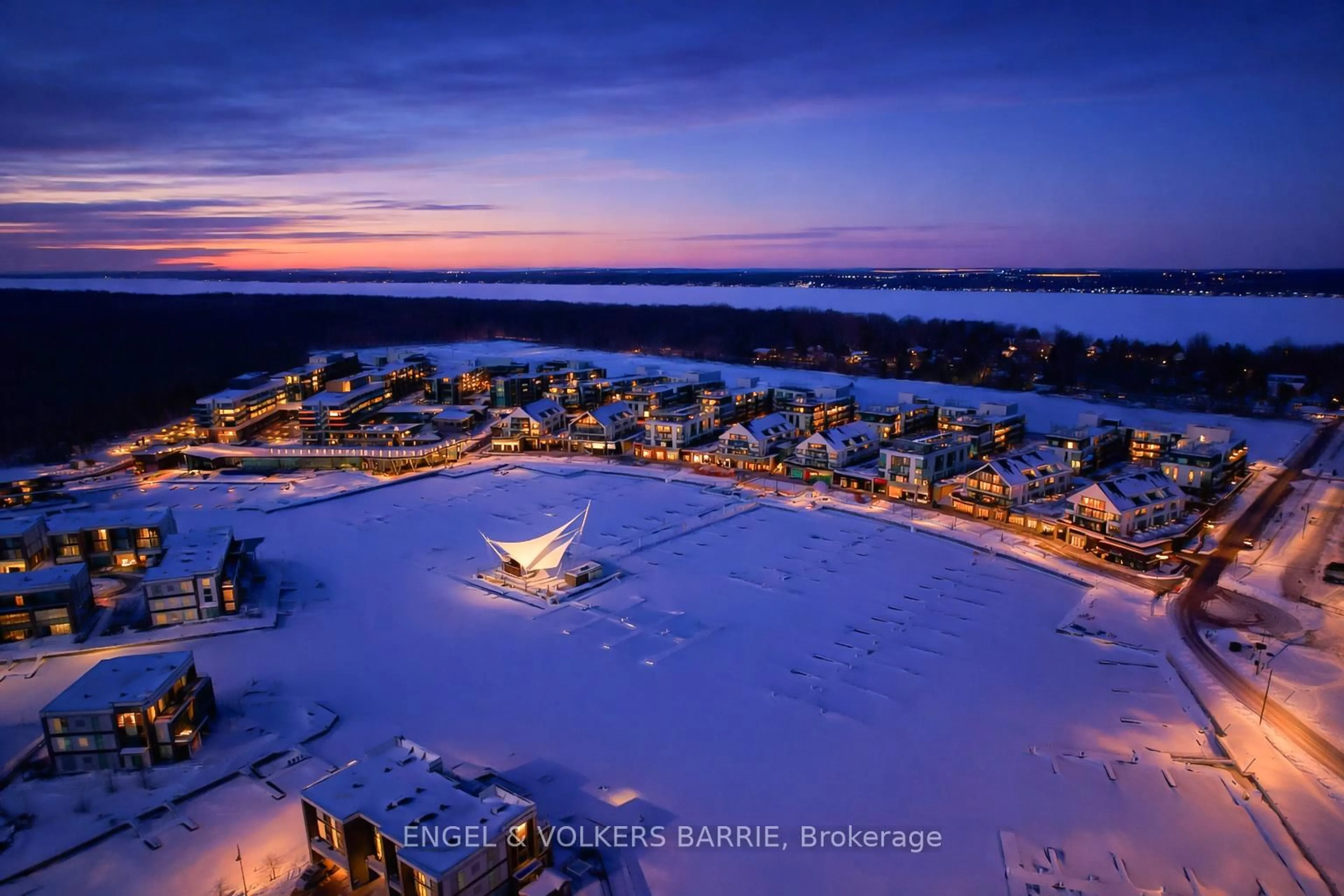 A pic from outside/outdoor area/front of a property/back of a property/a pic from drone, water/lake/river/ocean view for 375 Sea Ray Ave #132, Innisfil Ontario L9S 2P7