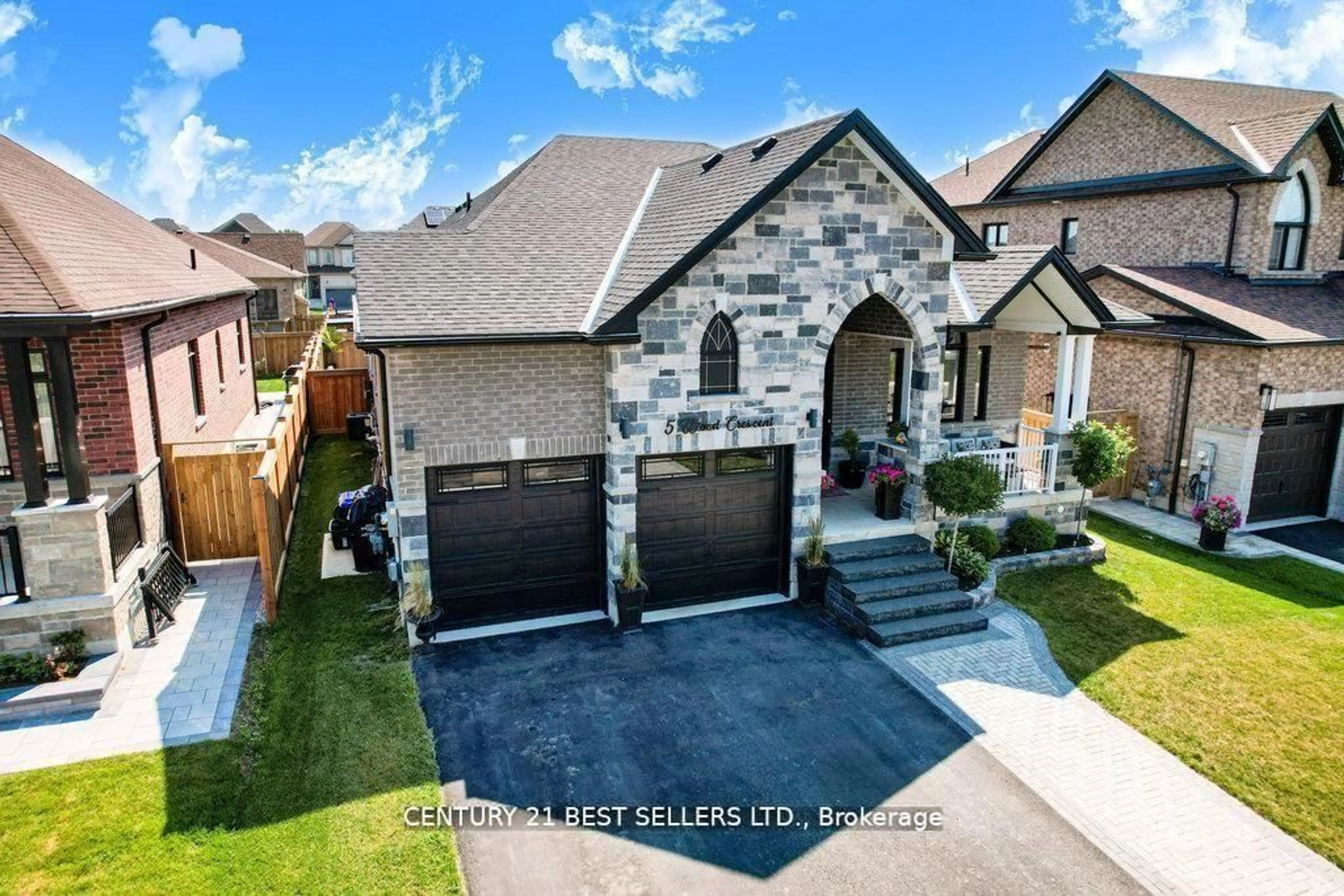 Home with brick exterior material, street for 5 Wood Cres, Essa Ontario L0M 1B5