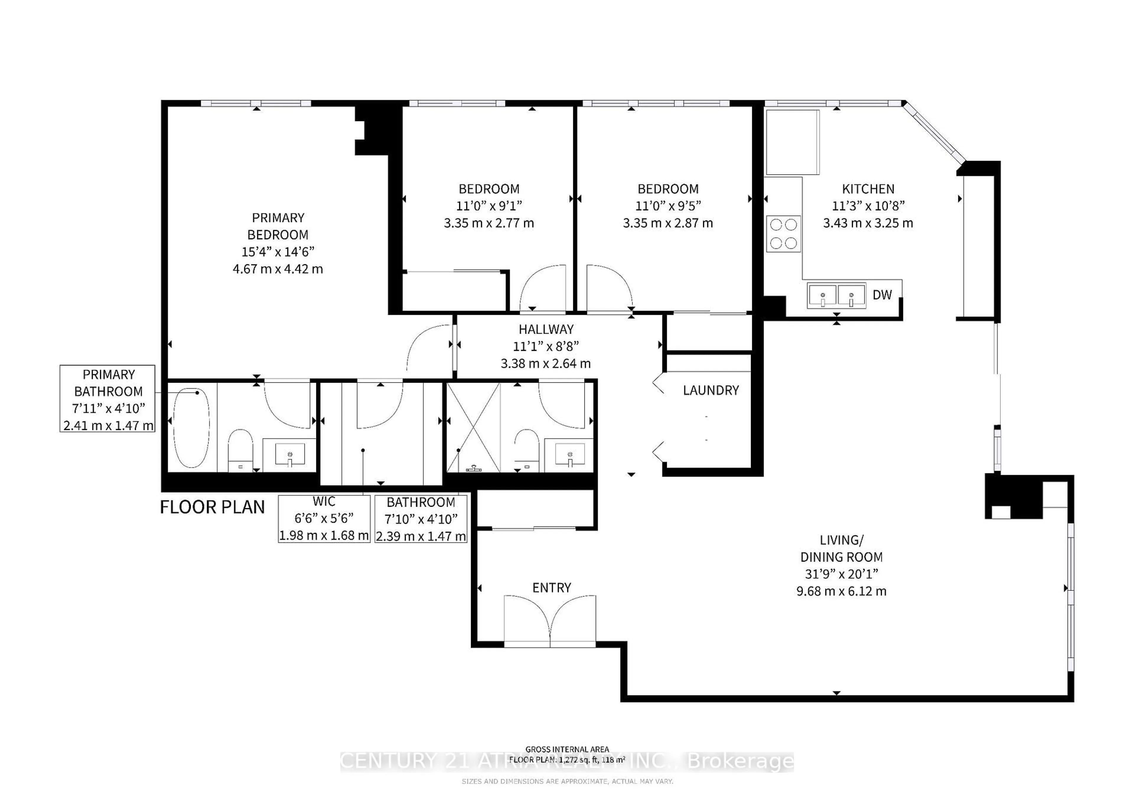 Floor plan for 9017 Leslie St #219, Richmond Hill Ontario L4B 4R8