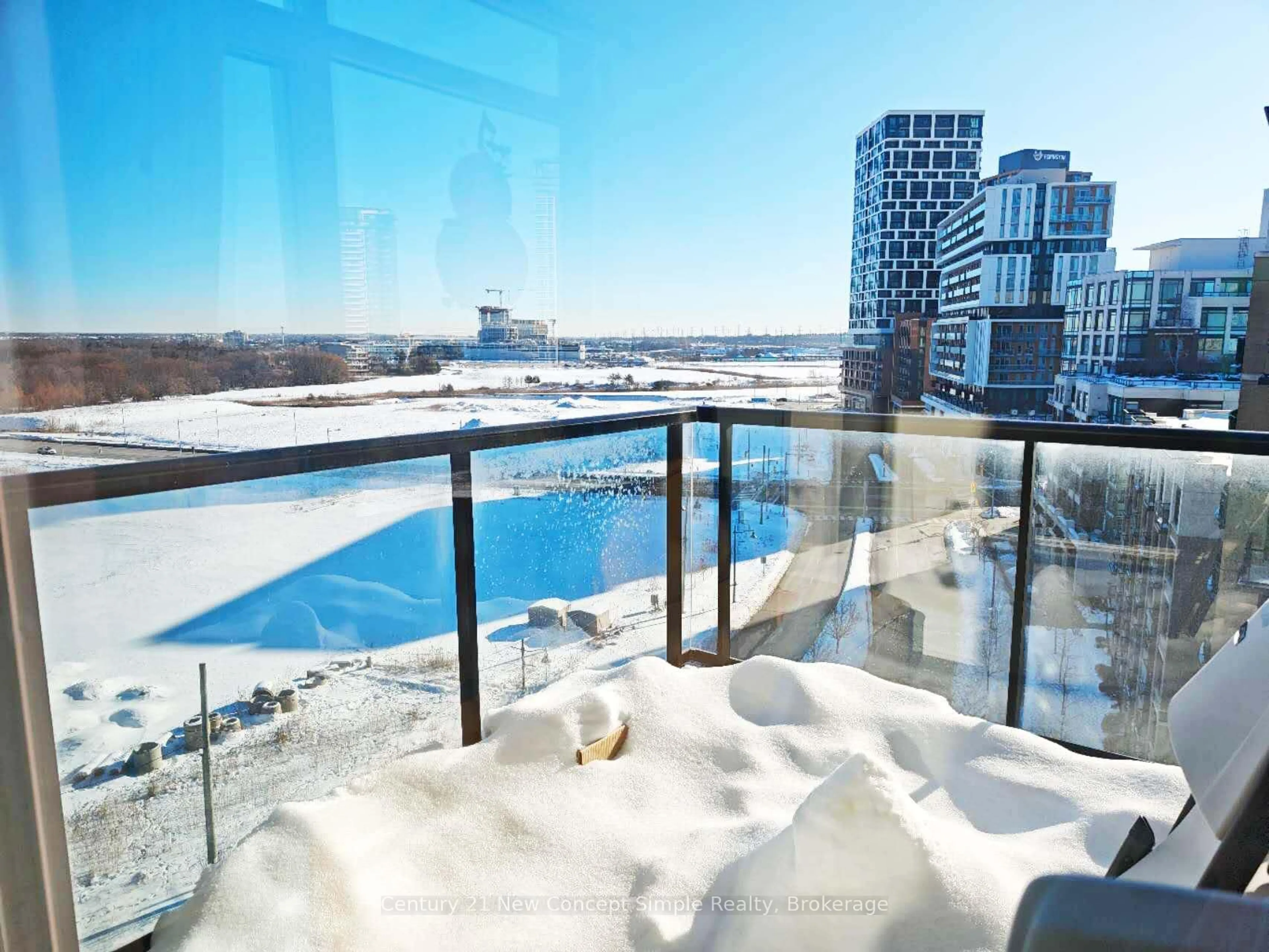 Balcony in the apartment, city buildings view from balcony for 131 Upper Duke Cres #904, Markham Ontario L6G 0C9