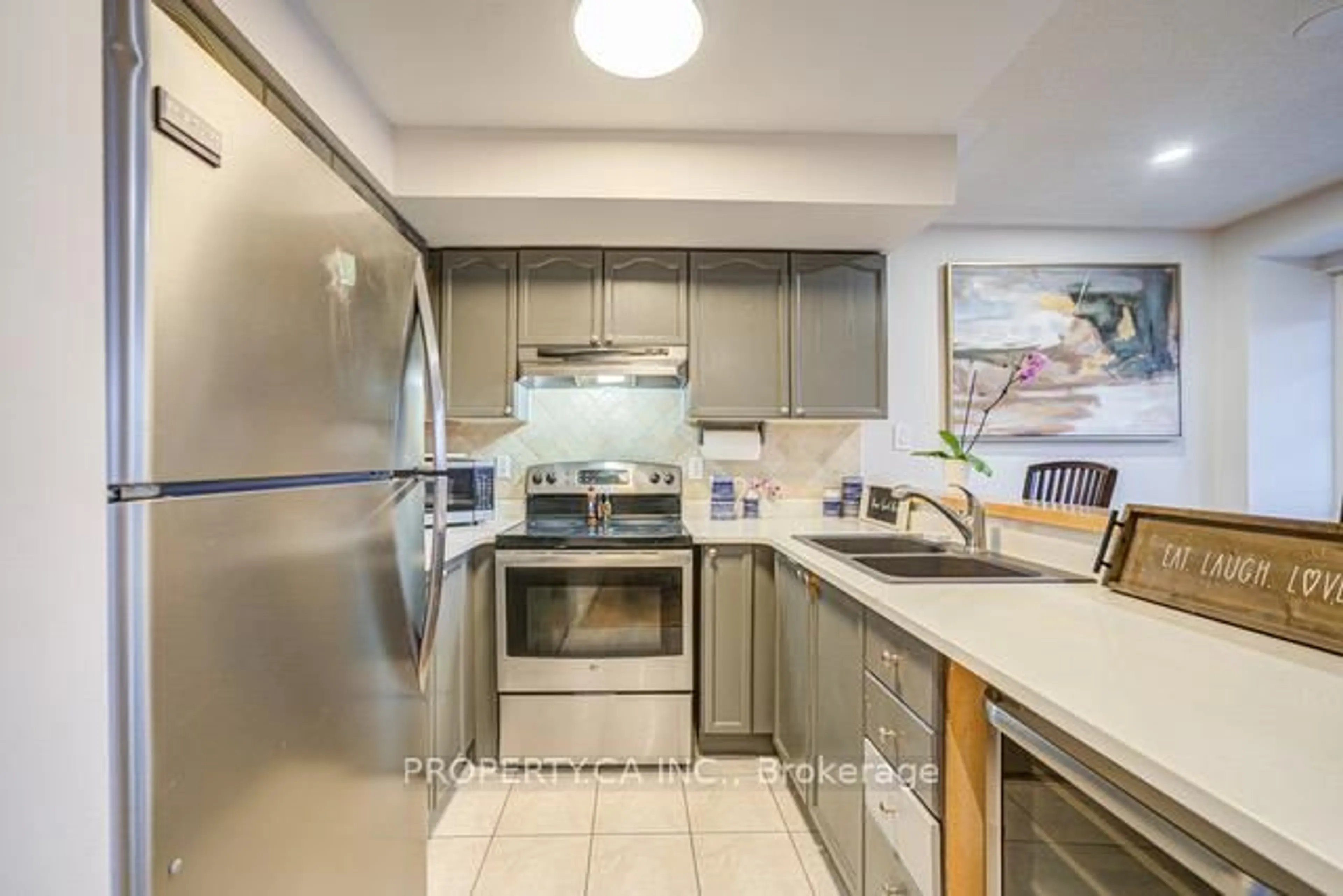 Standard kitchen, ceramic/tile floor for 15 Cornell Meadows Ave #A206, Markham Ontario L6B 1B6