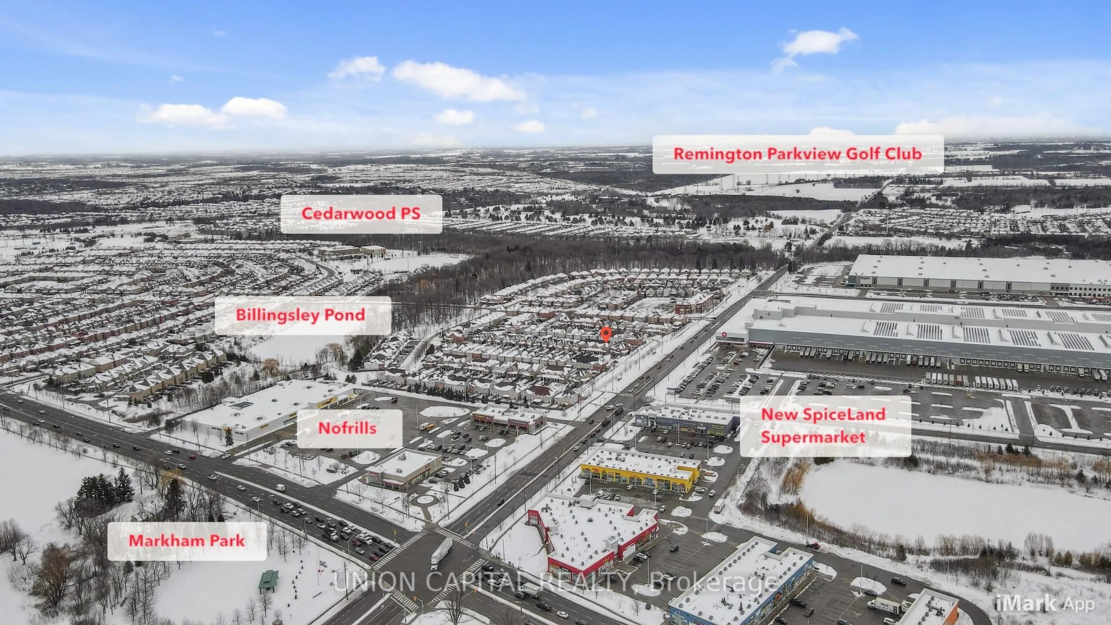 A pic from outside/outdoor area/front of a property/back of a property/a pic from drone, street for 5 Holloway Rd, Markham Ontario L3S 4P4