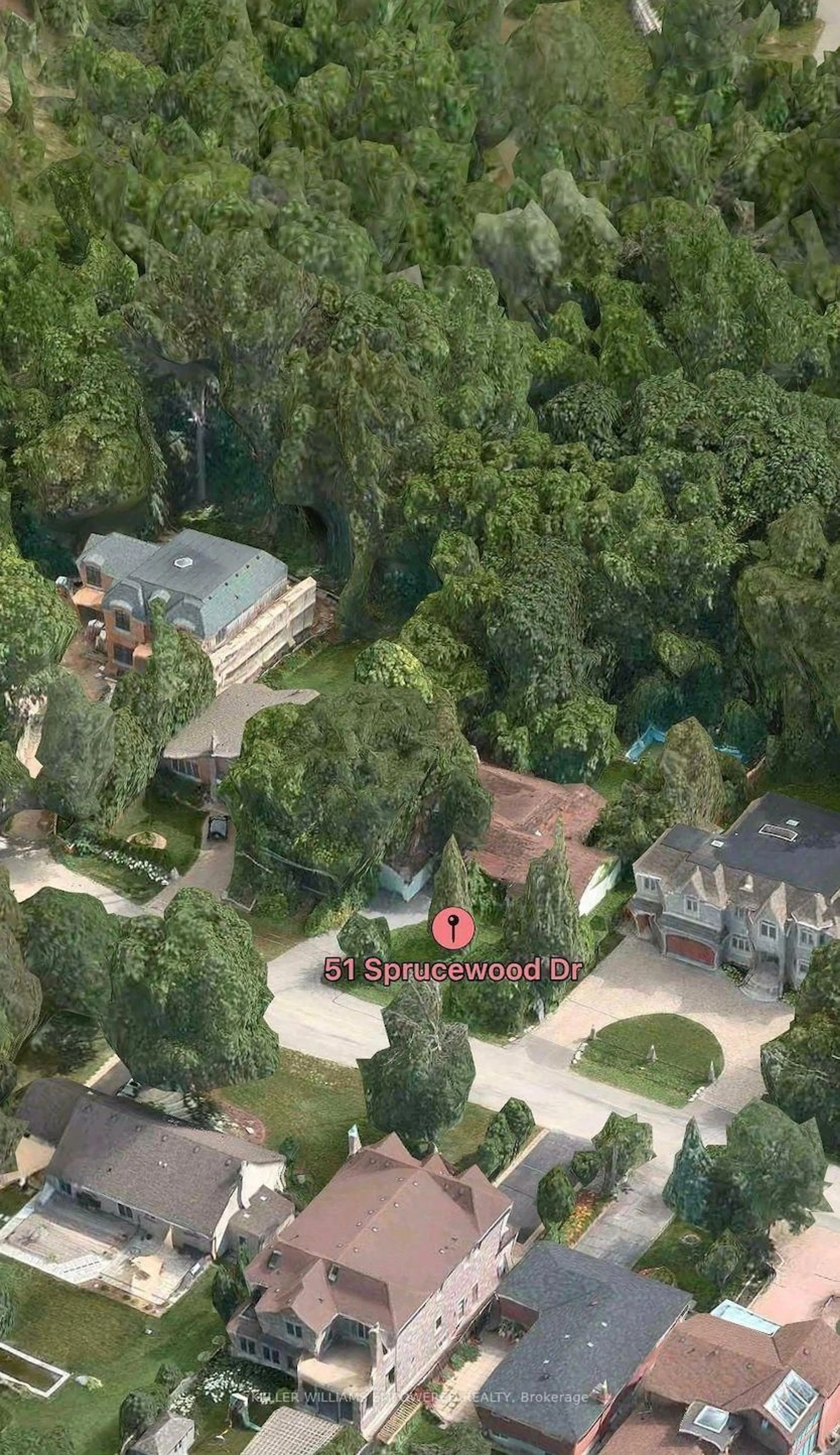 A pic from outside/outdoor area/front of a property/back of a property/a pic from drone, street for 51 Sprucewood Dr, Markham Ontario L3T 2P8